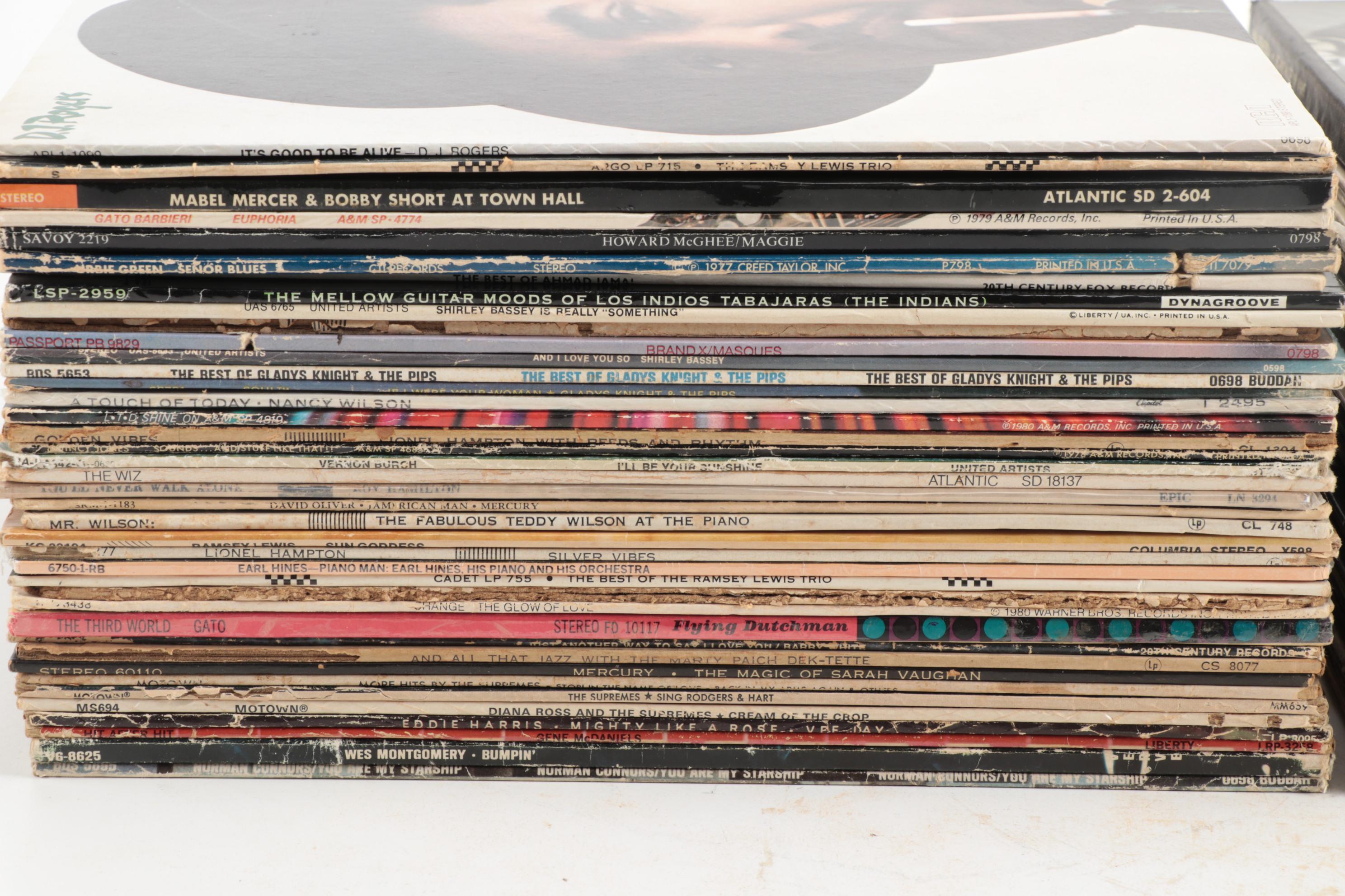 Jazz, Soul, Blues, LP Vinyl Albums Including "The Supremes," Mid-20th Century