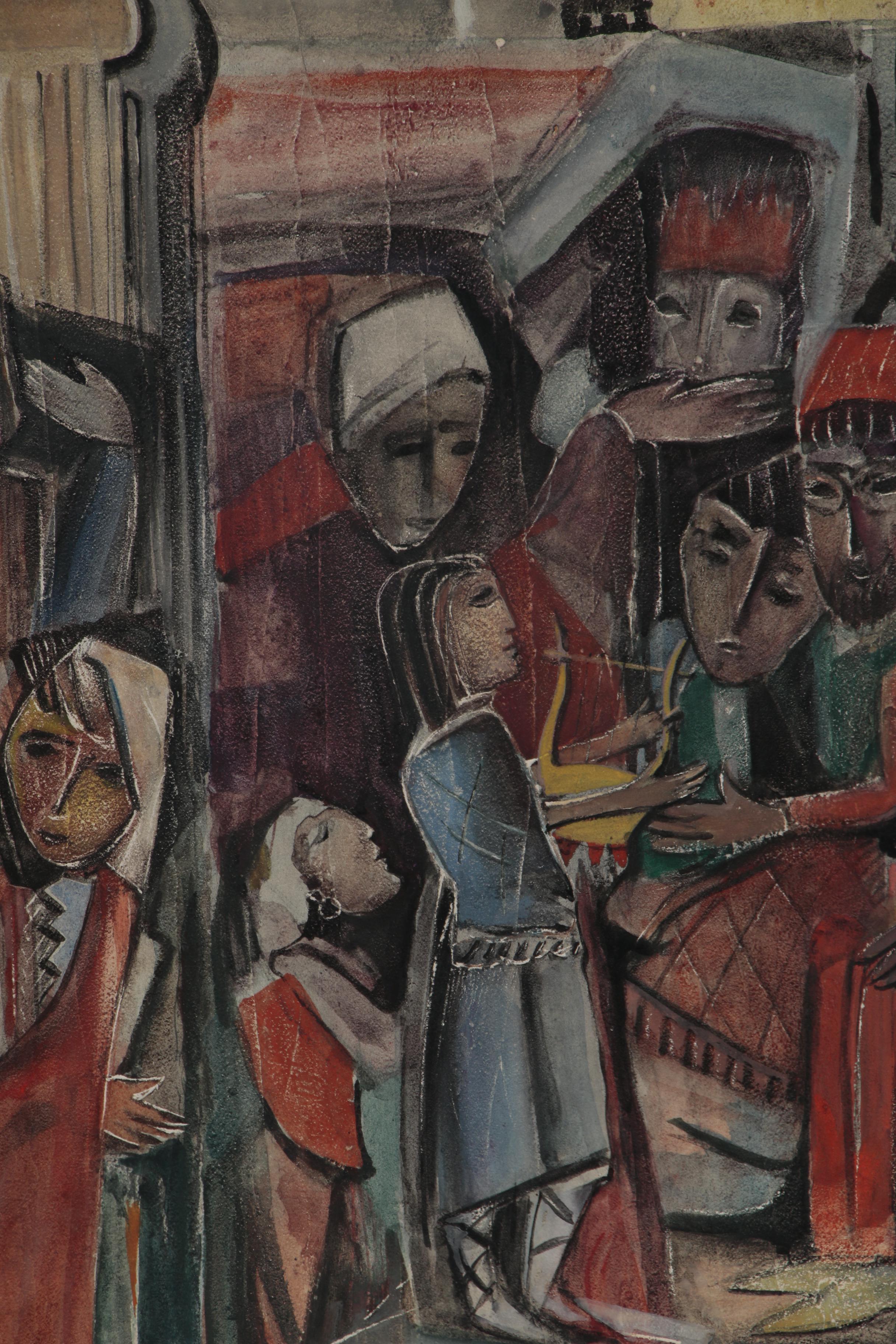 Marianna Von Allesch Abstract Figural Mixed Media Painting