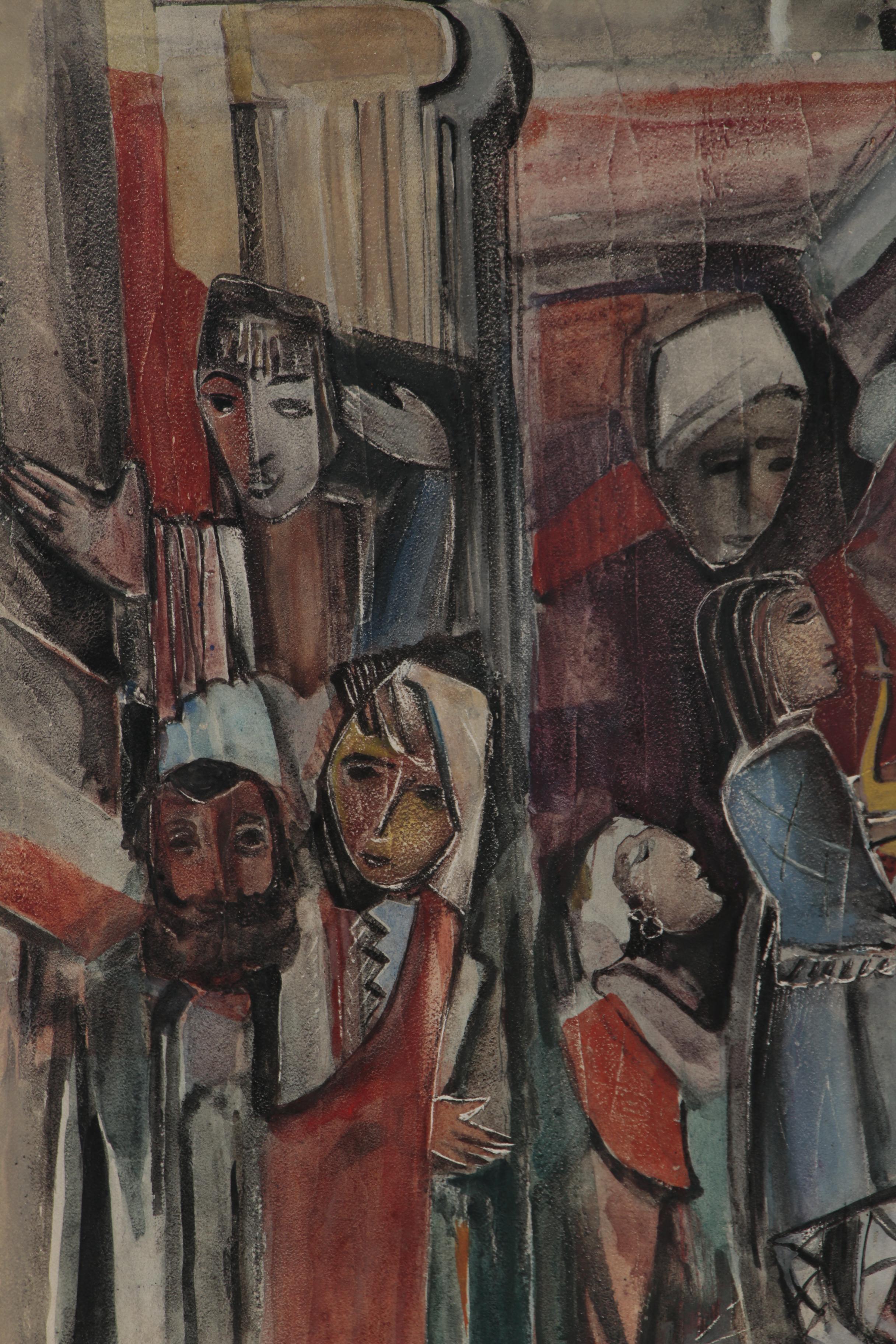 Marianna Von Allesch Abstract Figural Mixed Media Painting