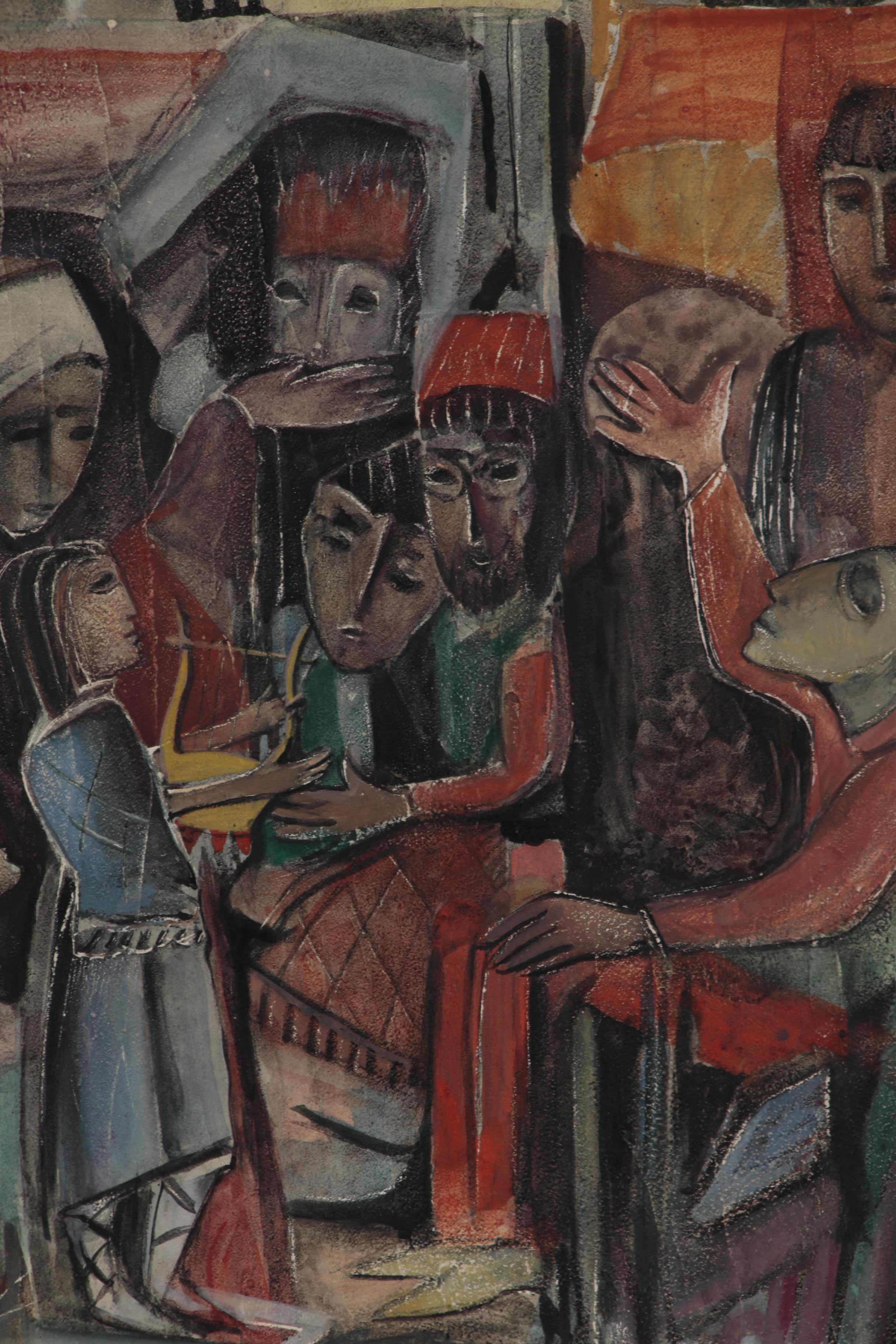 Marianna Von Allesch Abstract Figural Mixed Media Painting