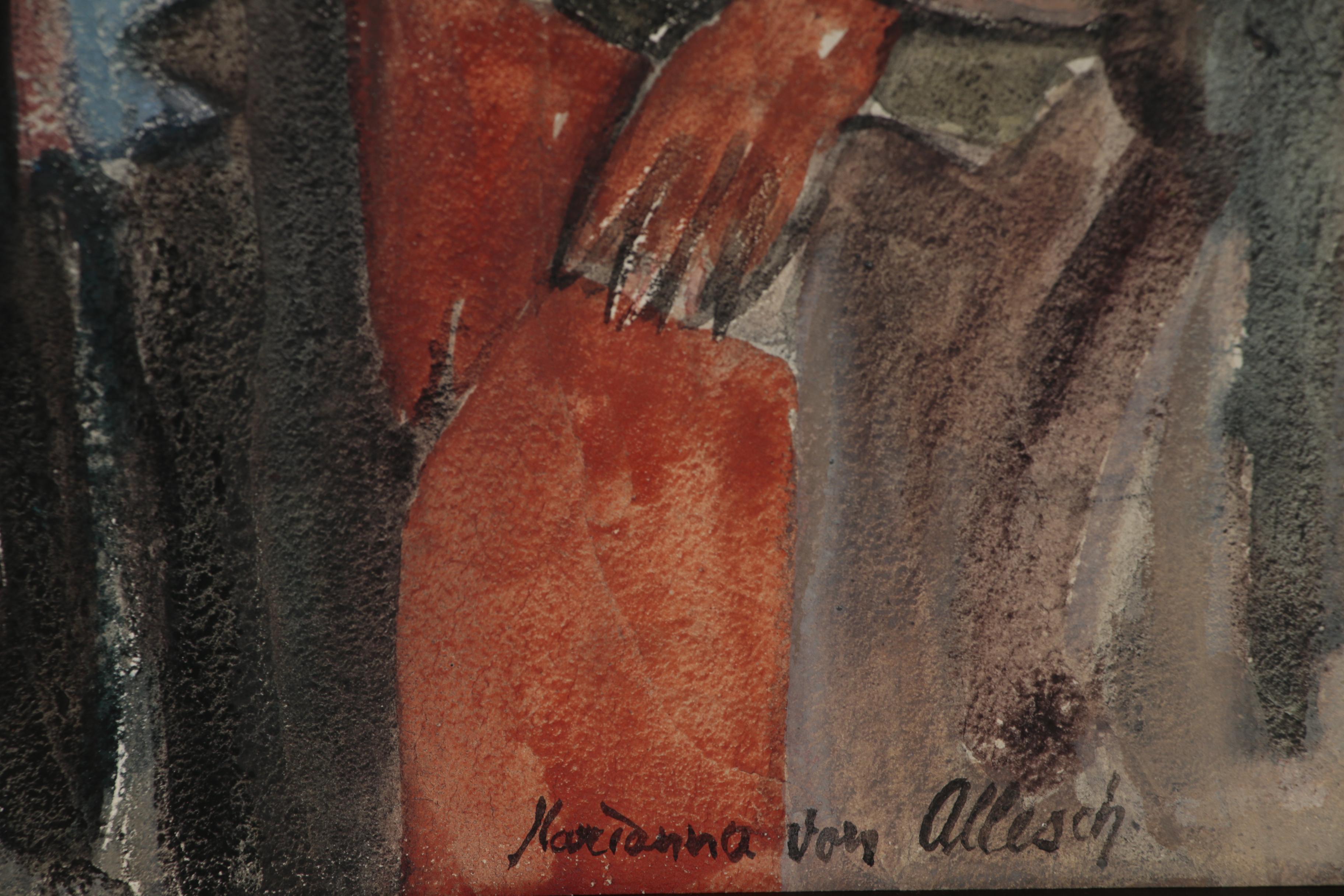 Marianna Von Allesch Abstract Figural Mixed Media Painting