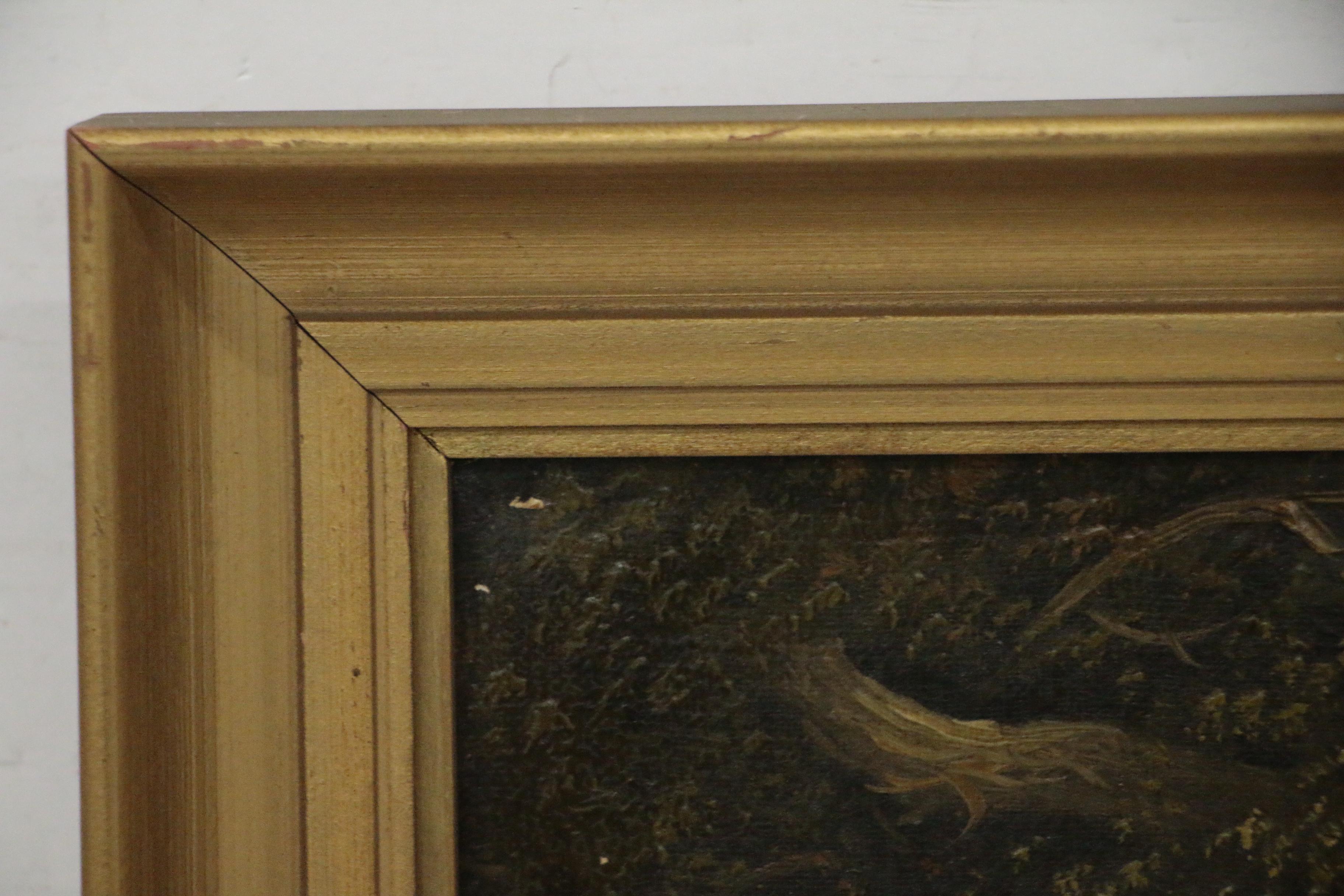 William Walton Oil Painting of Forest Interior with Deer