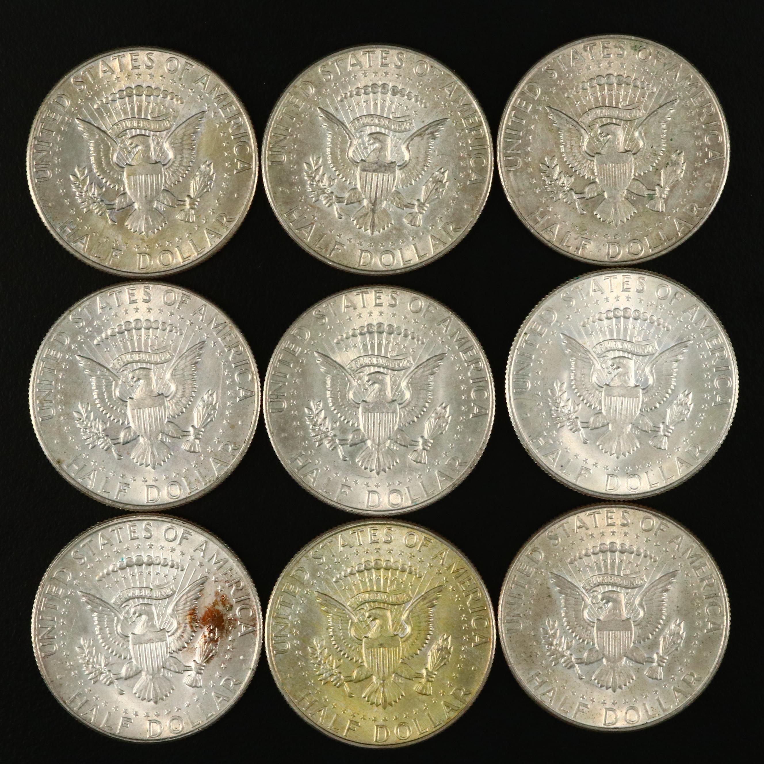 Thirty-Two JFK Silver Clad Half Dollars Ranging from 1965-1969