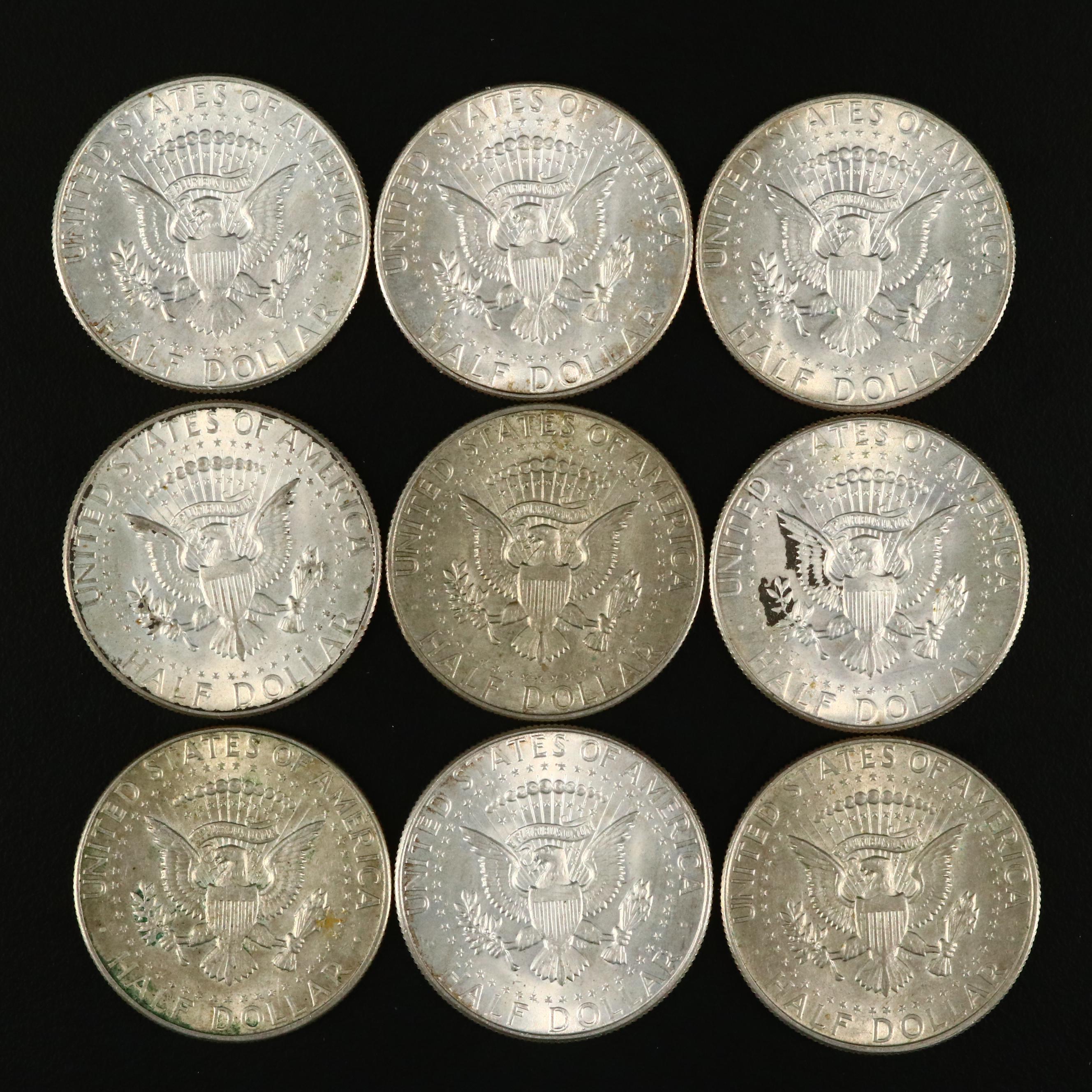 Thirty-Two JFK Silver Clad Half Dollars Ranging from 1965-1969