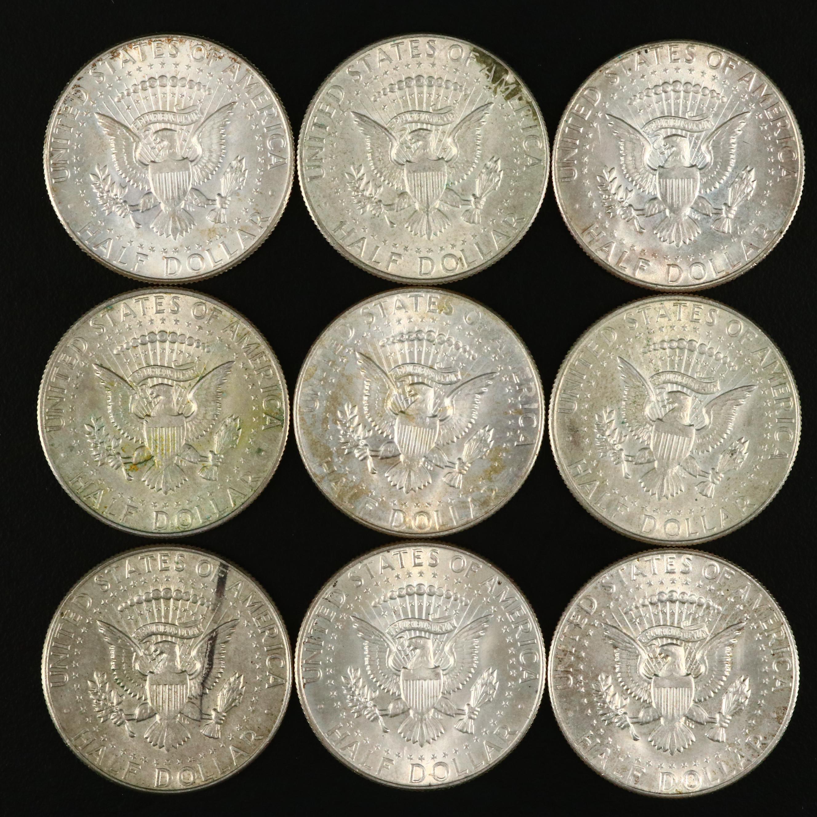 Thirty-Two JFK Silver Clad Half Dollars Ranging from 1965-1969
