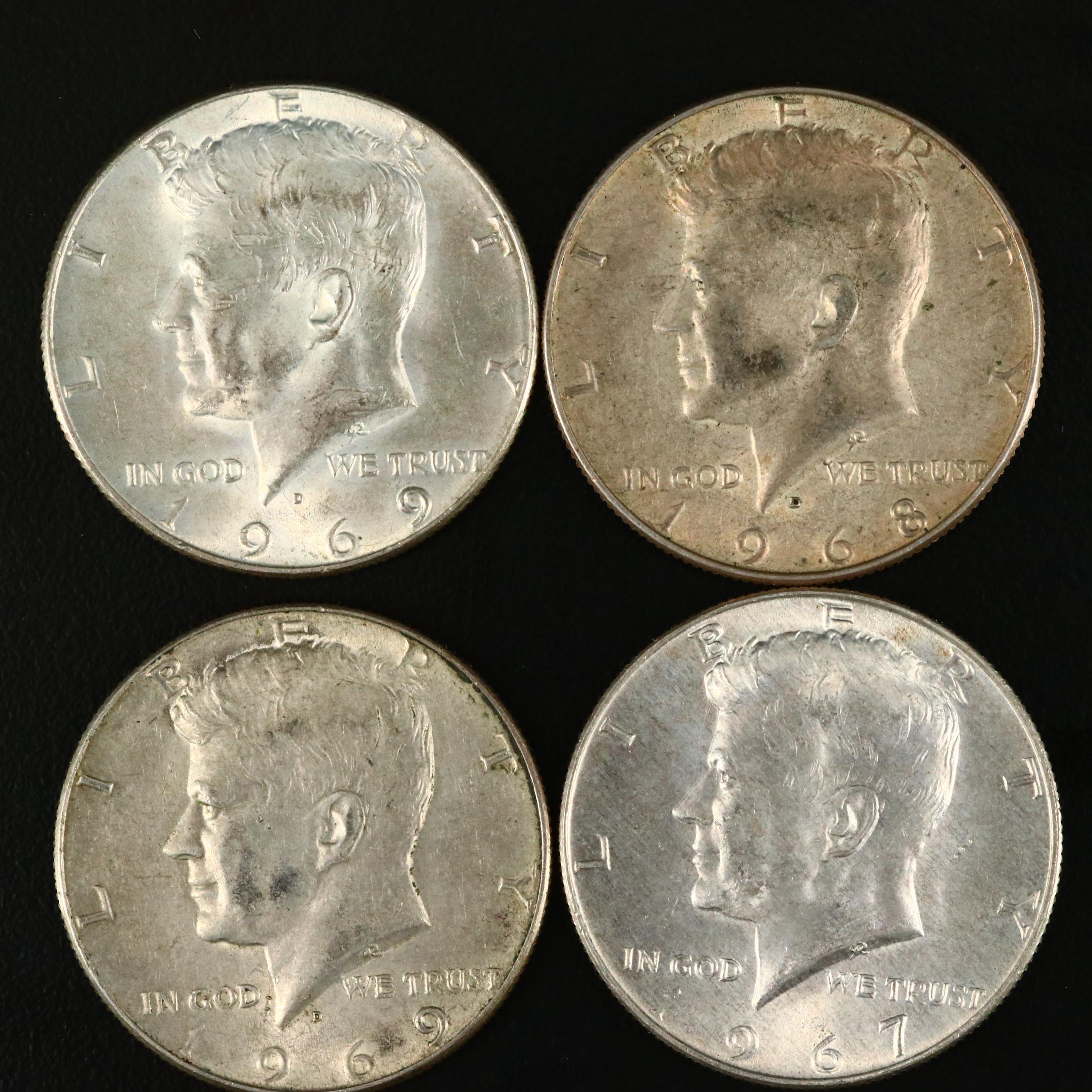 Thirty-Two JFK Silver Clad Half Dollars Ranging from 1965-1969