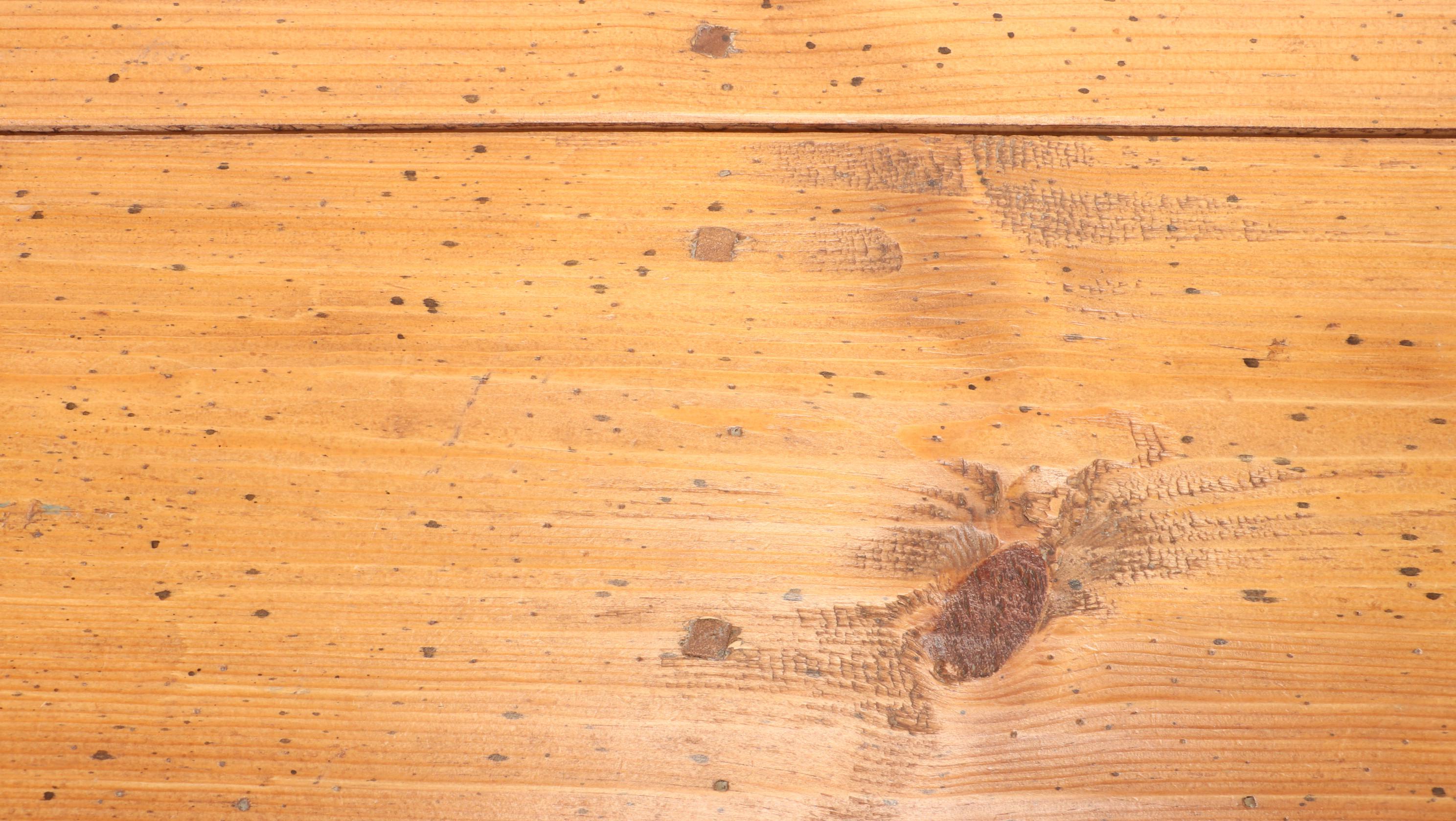 David Marsh Paint-Decorated Pine Table and Six Maple Chairs, Late 20th Century