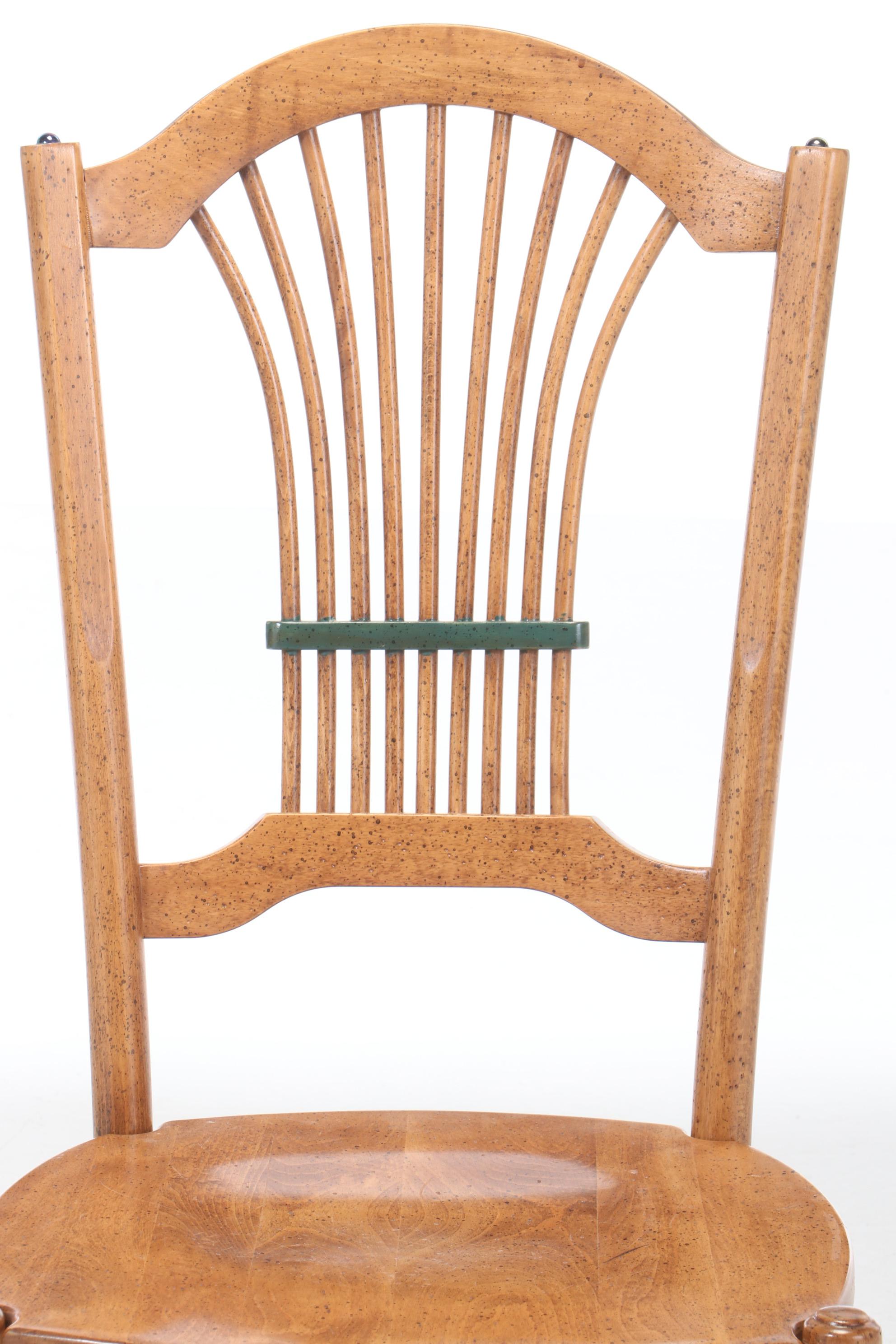 David Marsh Paint-Decorated Pine Table and Six Maple Chairs, Late 20th Century