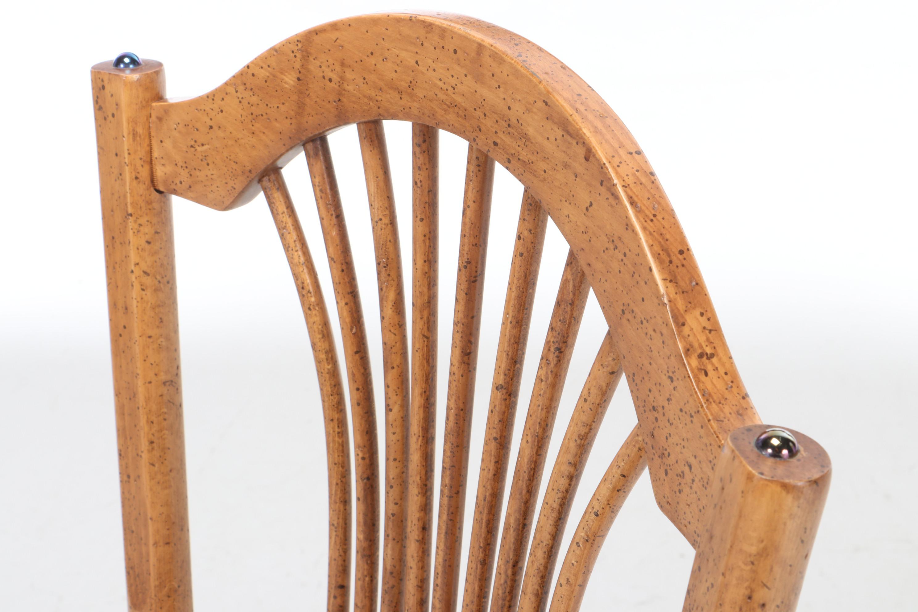 David Marsh Paint-Decorated Pine Table and Six Maple Chairs, Late 20th Century