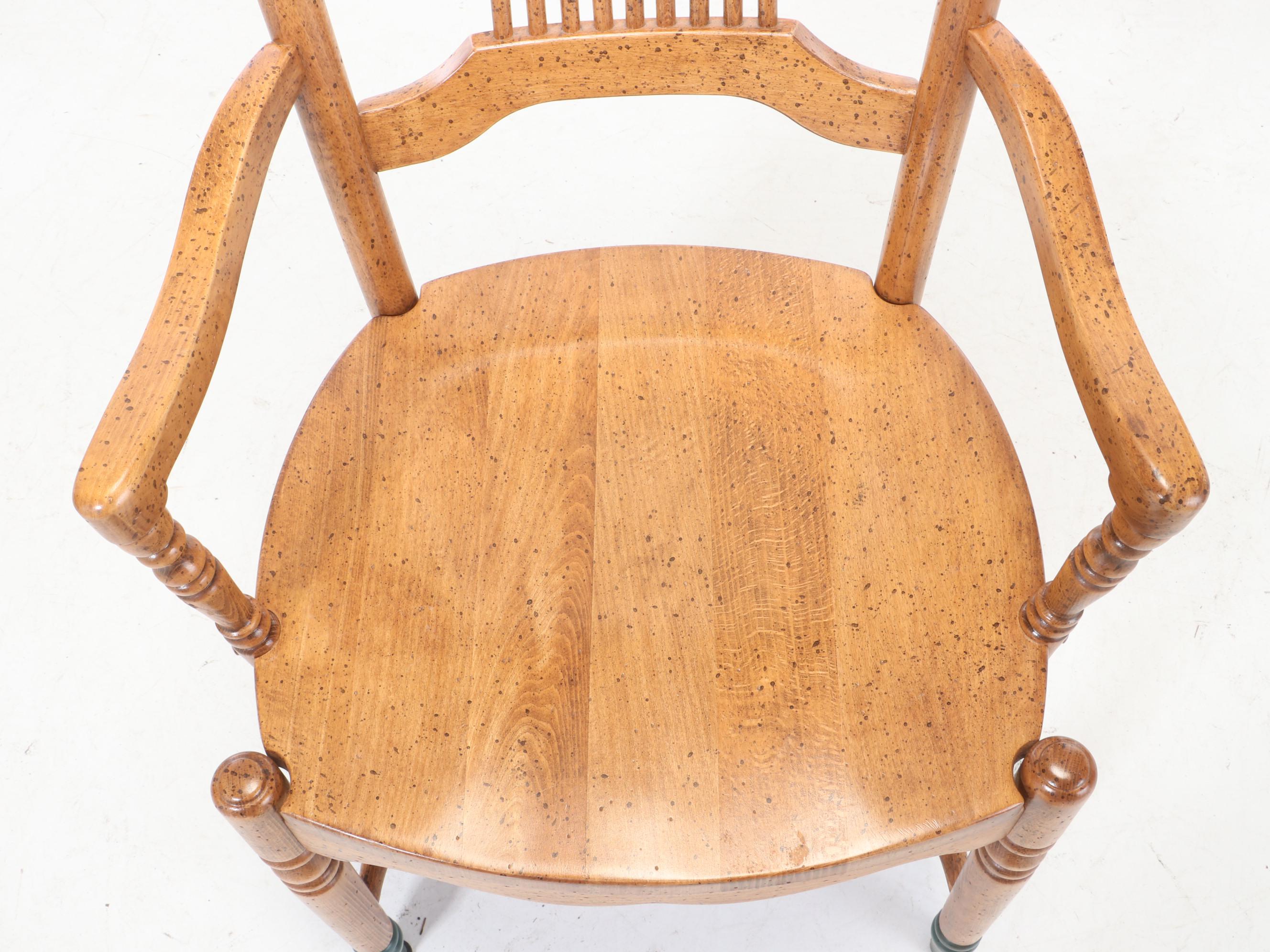 David Marsh Paint-Decorated Pine Table and Six Maple Chairs, Late 20th Century