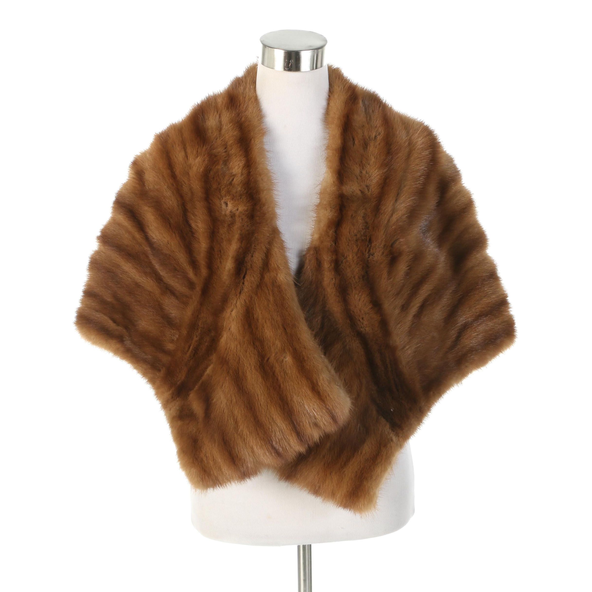 Stone Marten Fur Stole with Adjustable Front Drapes