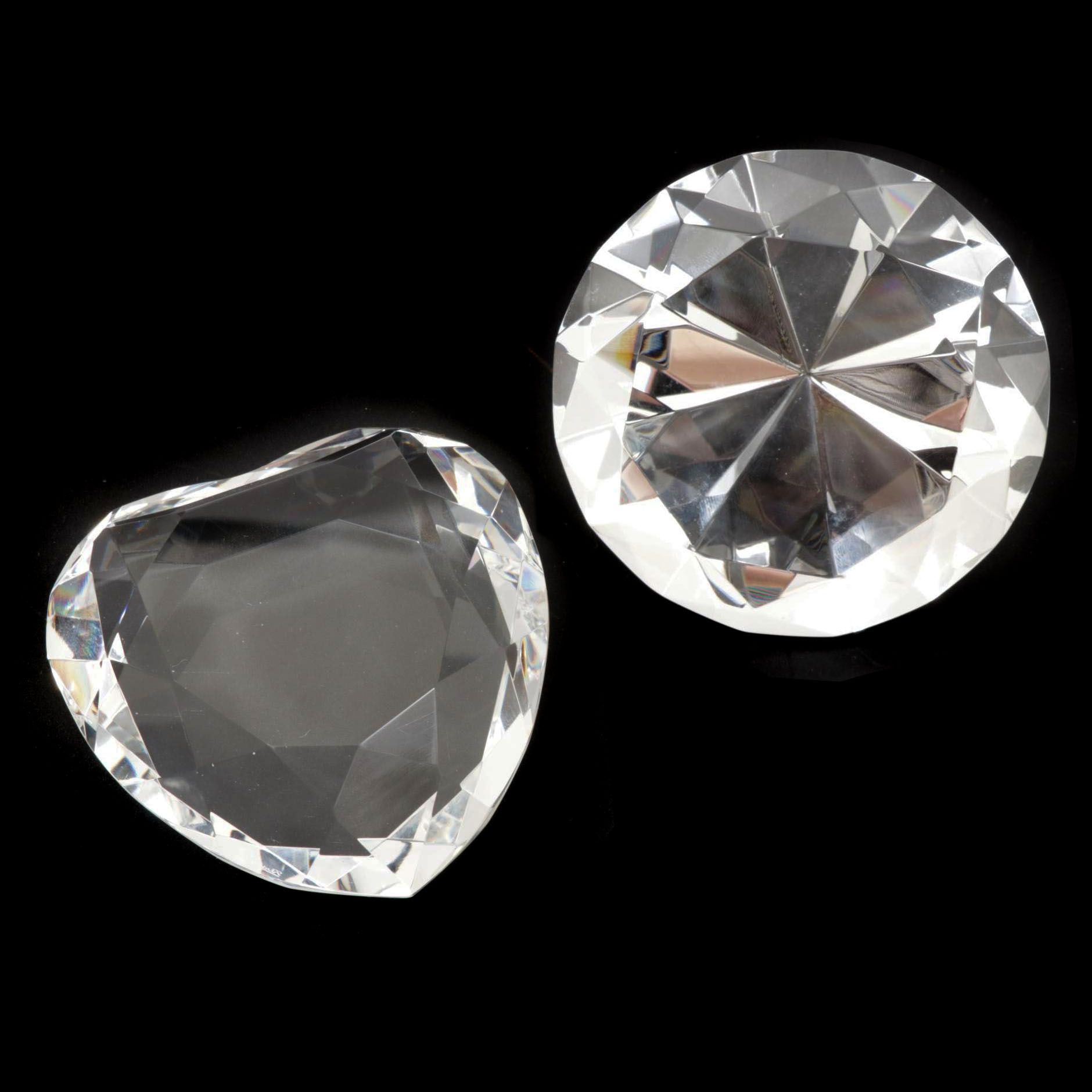 Rosenthal Crystal "Diamond" and "Heart" Paperweights