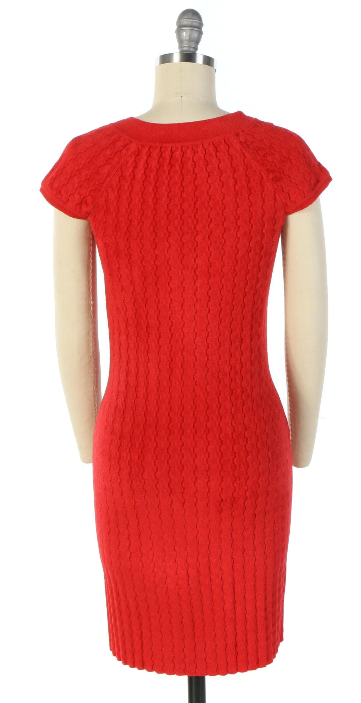 Chanel Red Velour Knit Cap Sleeve Dress from the 2010 Paris-Shanghai Collection