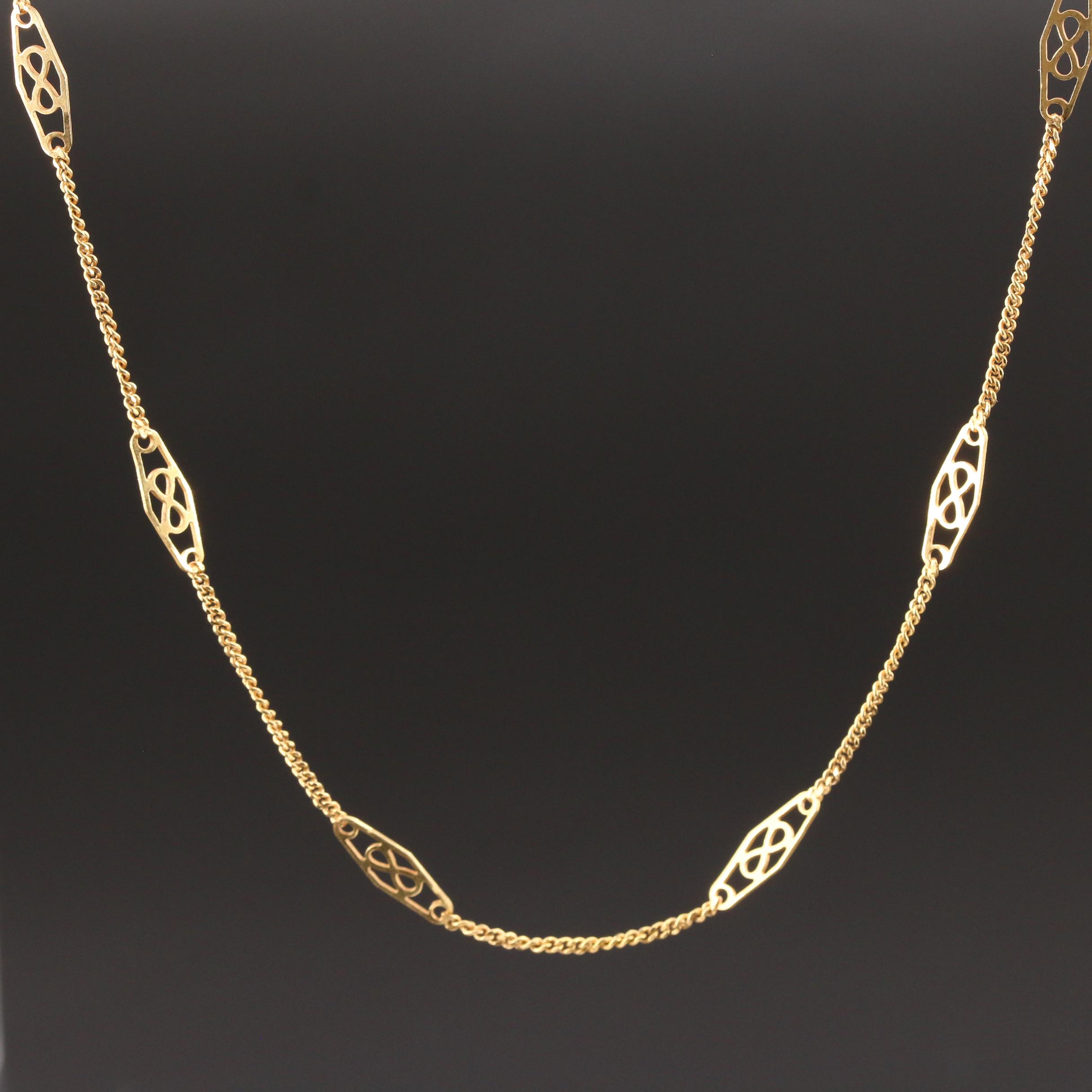14K Yellow Gold Station Necklace