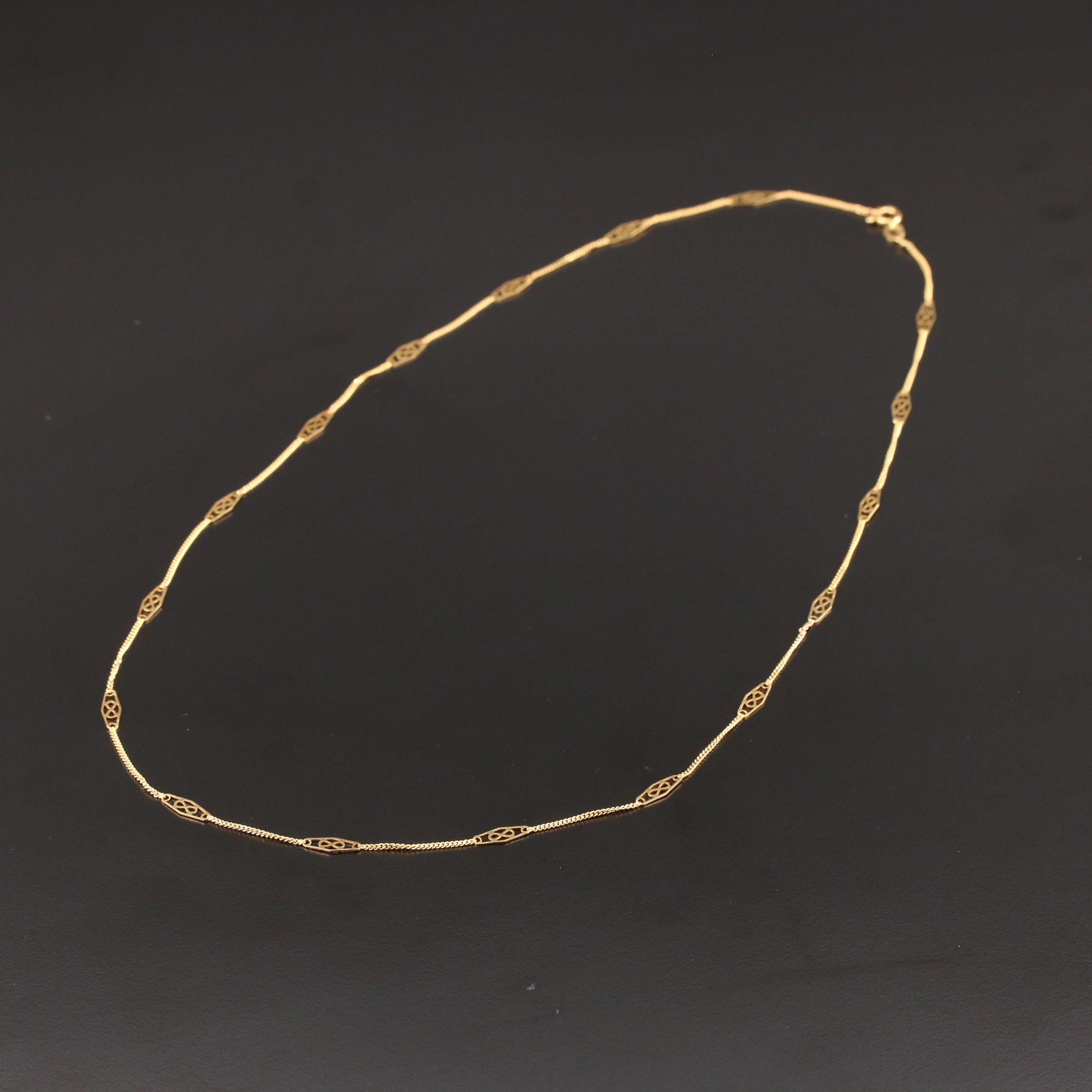 14K Yellow Gold Station Necklace