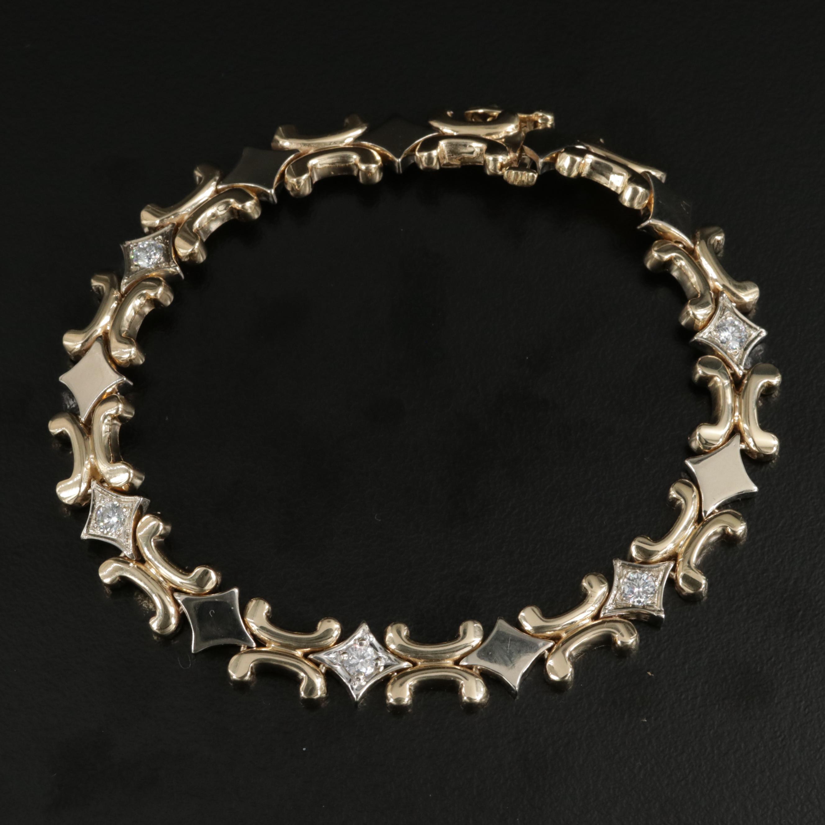 14K Yellow and White Gold Diamond Bracelet
