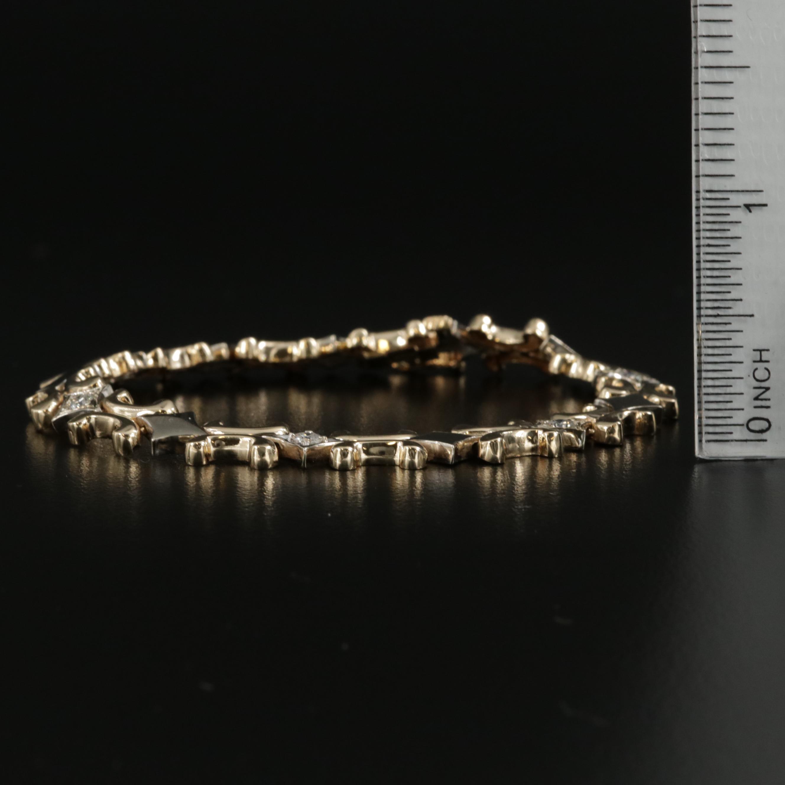 14K Yellow and White Gold Diamond Bracelet