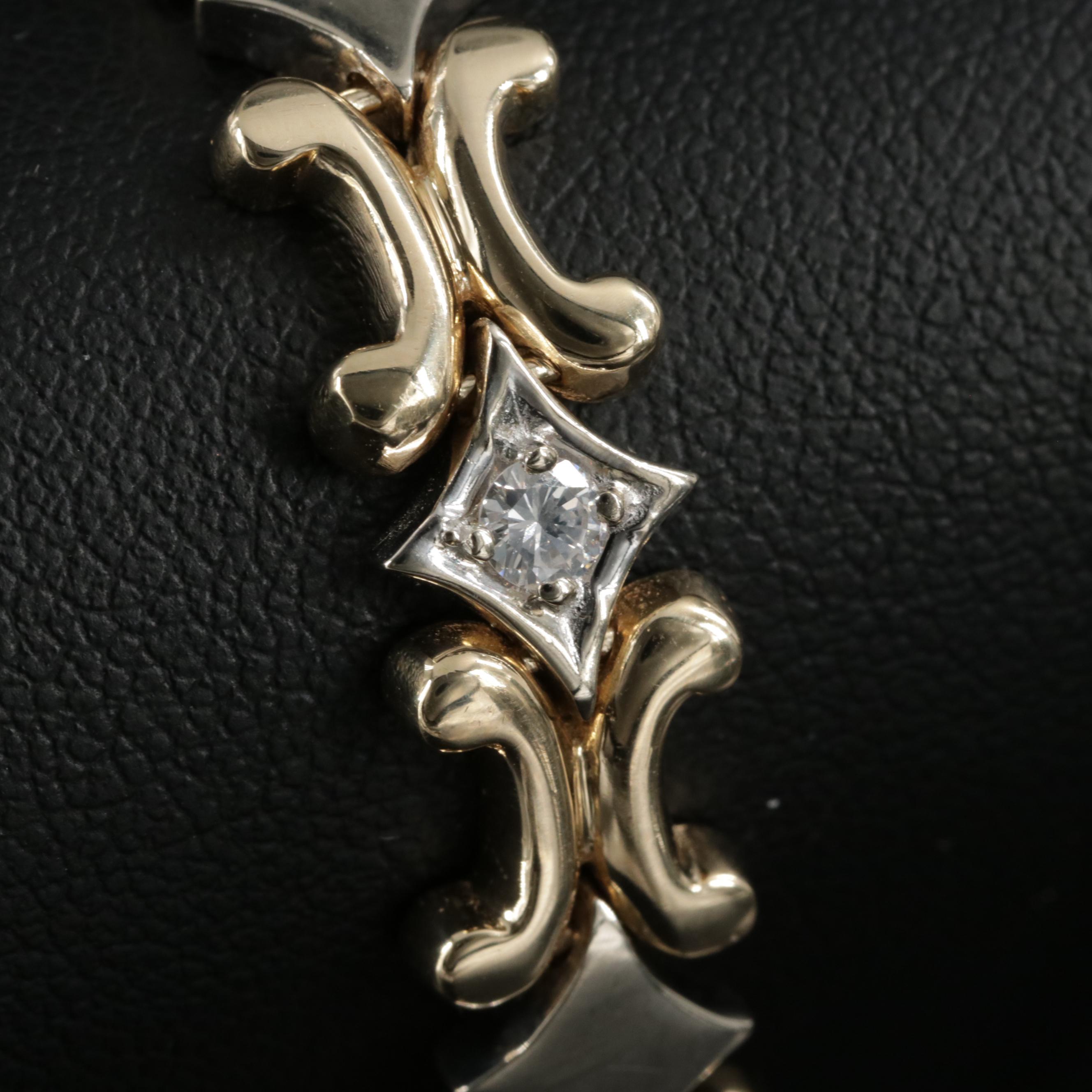 14K Yellow and White Gold Diamond Bracelet