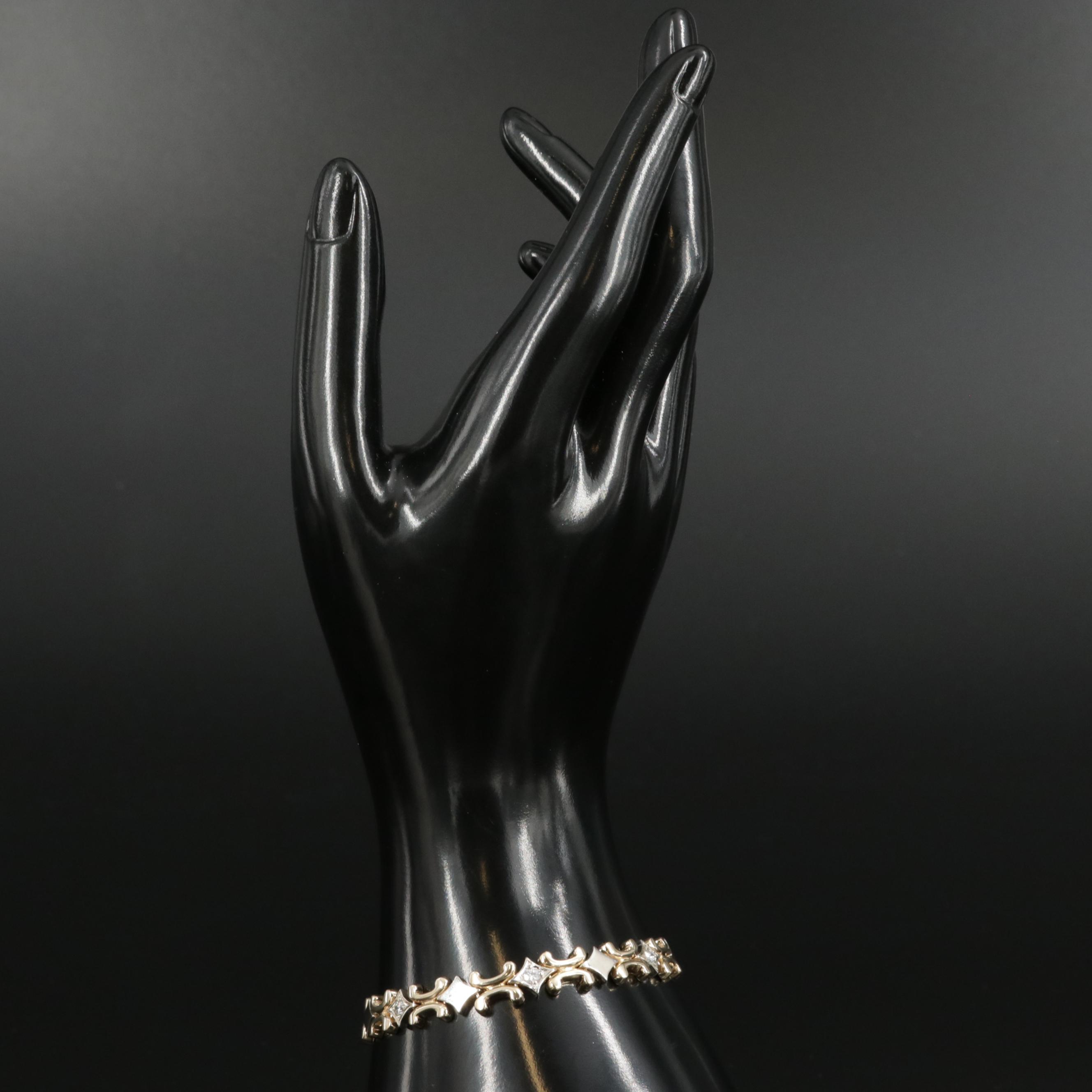 14K Yellow and White Gold Diamond Bracelet