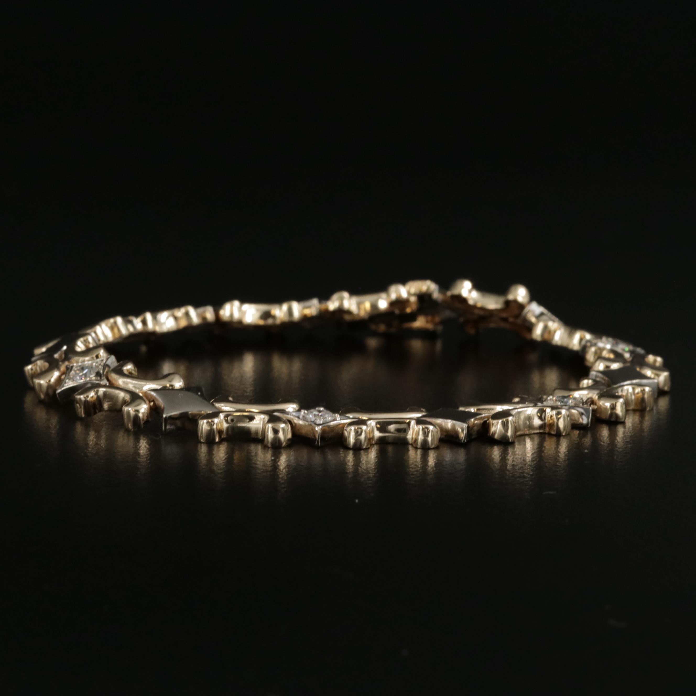 14K Yellow and White Gold Diamond Bracelet