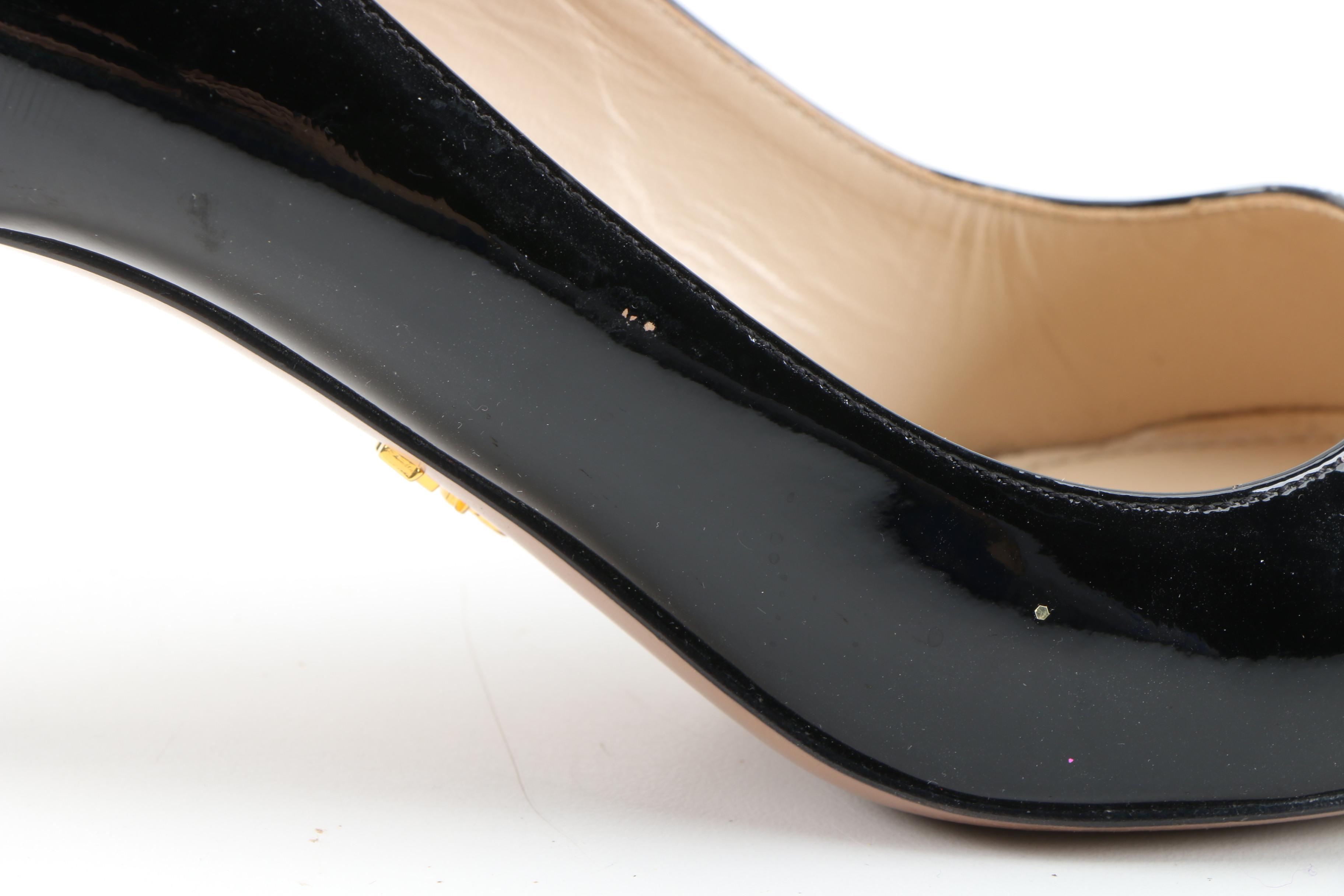 Prada Black Patent Leather Pointed Toe Pumps