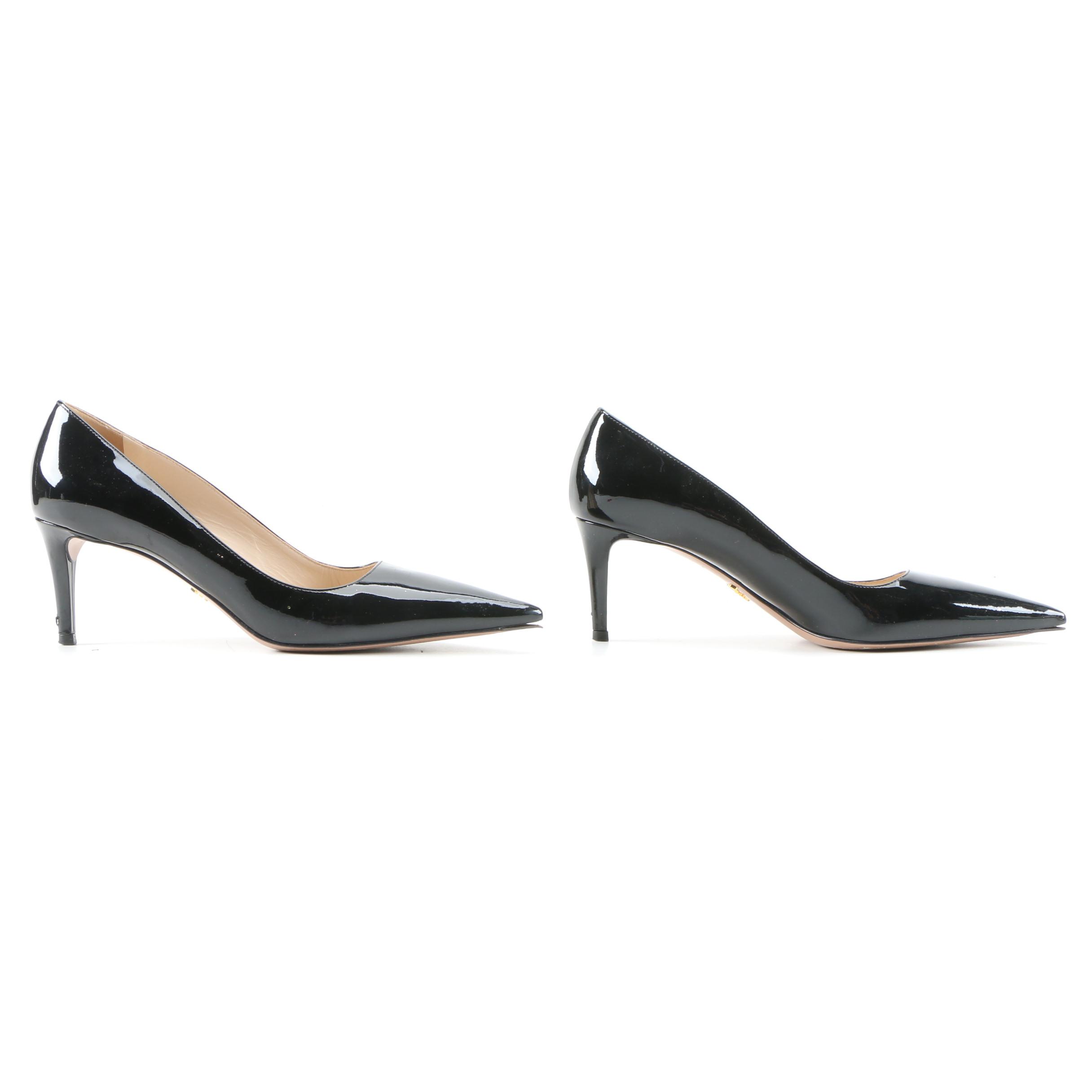 Prada Black Patent Leather Pointed Toe Pumps