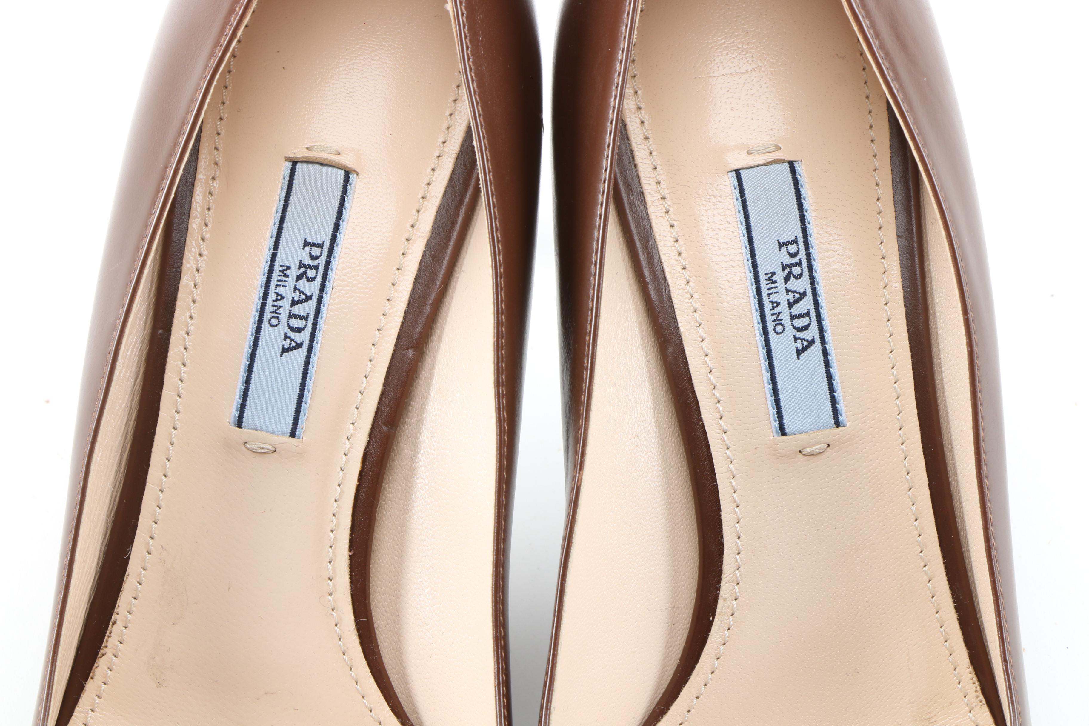 Prada Brown Leather Pointed Toe Pumps