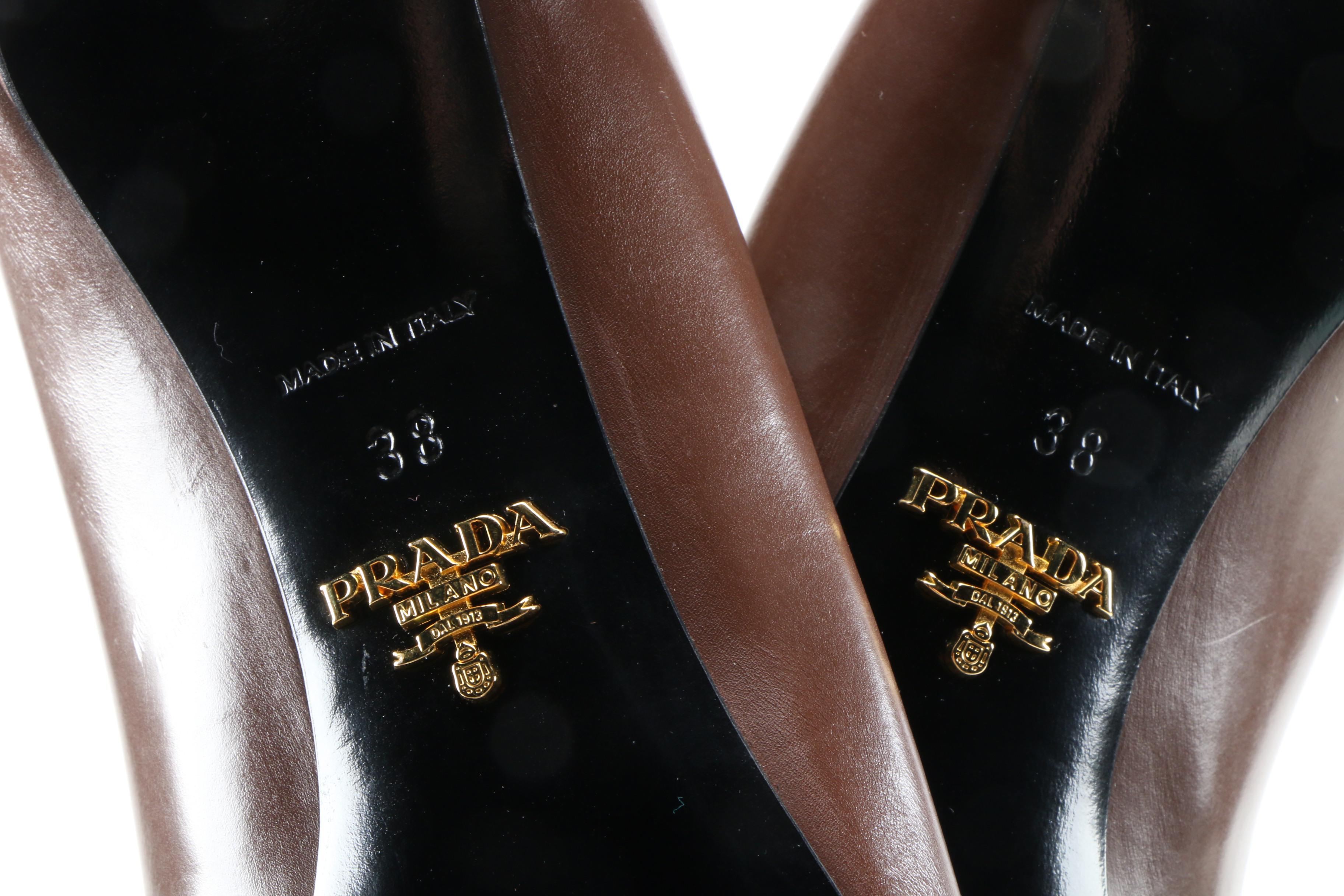 Prada Brown Leather Pointed Toe Pumps
