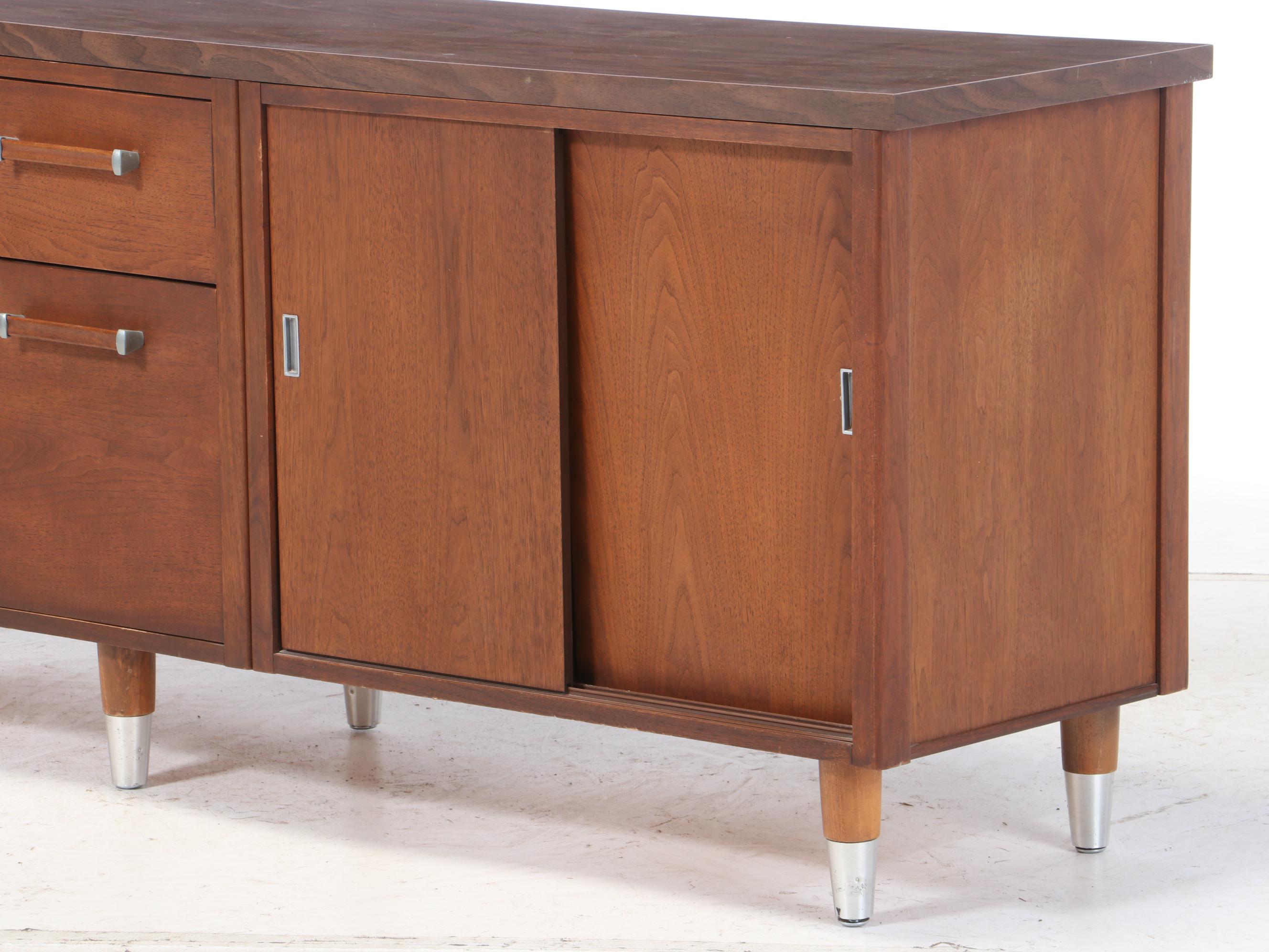 Alma Desk Co. "Administrator Series" Walnut and Laminate Top Credenza