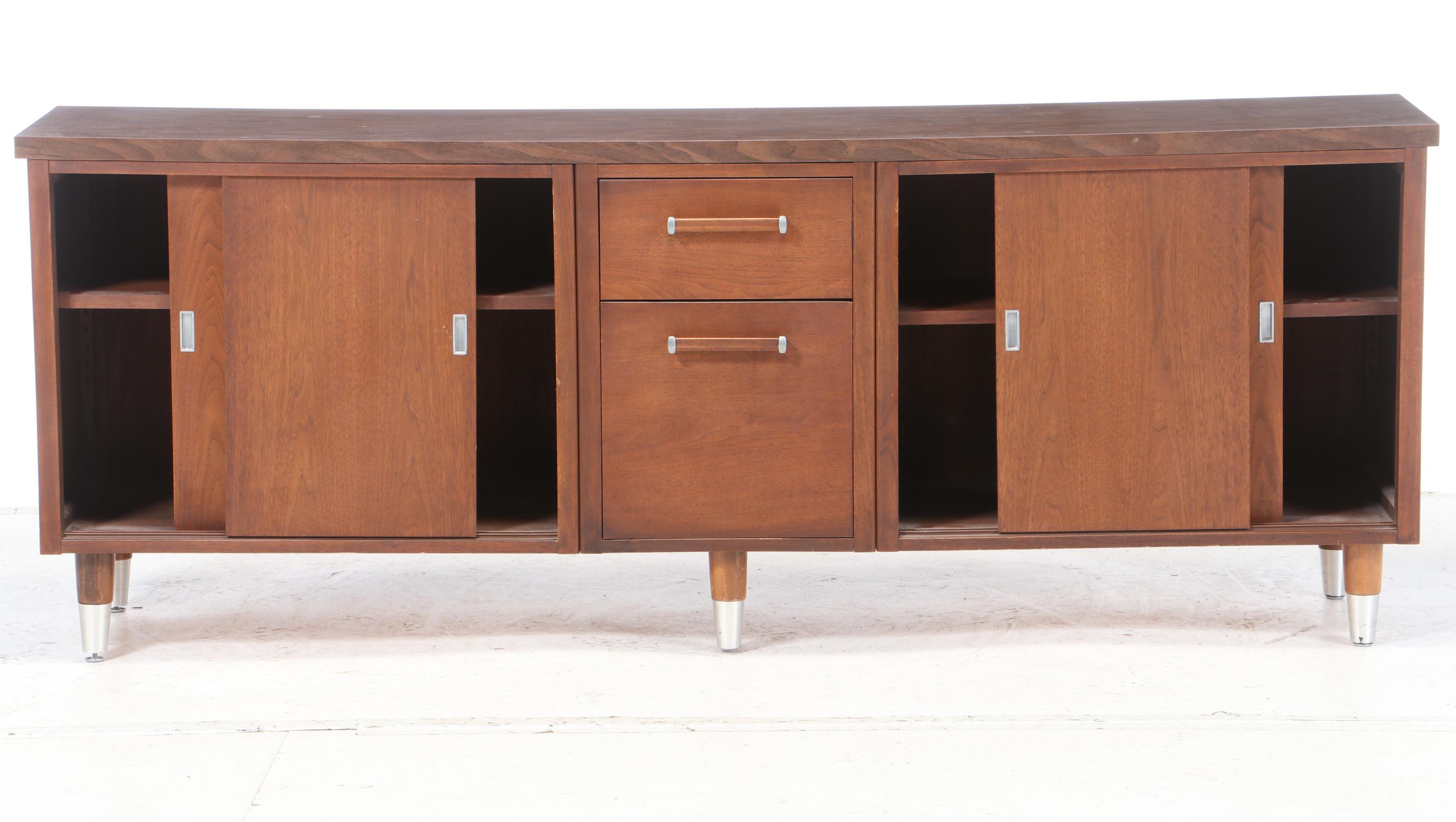 Alma Desk Co. "Administrator Series" Walnut and Laminate Top Credenza