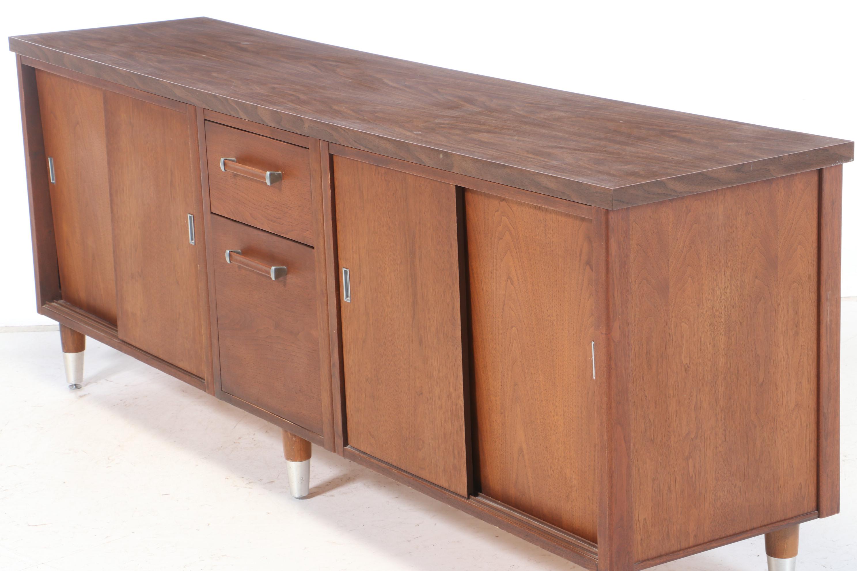Alma Desk Co. "Administrator Series" Walnut and Laminate Top Credenza