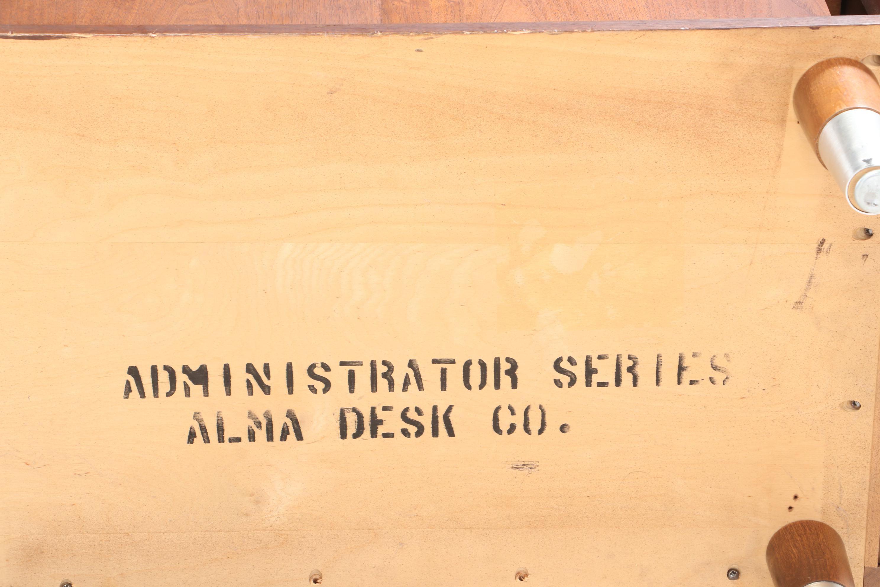 Alma Desk Co. "Administrator Series" Walnut and Laminate Top Credenza