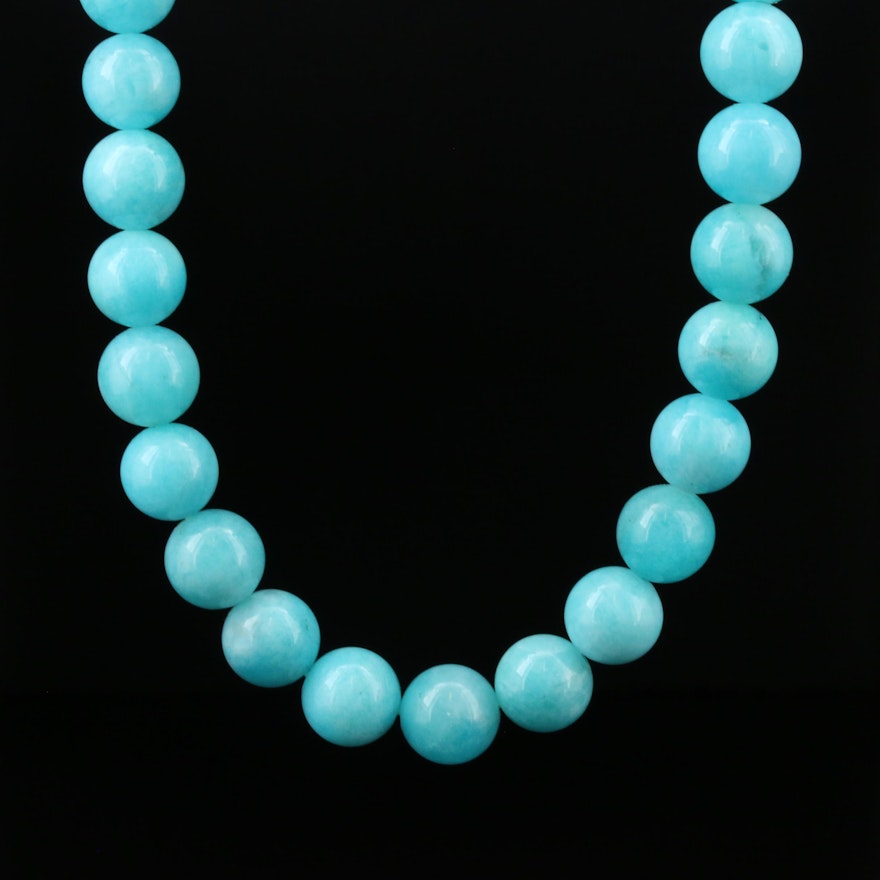 Michael Dawkins Beaded Amazonite Necklace With Sterling Silver Clasp