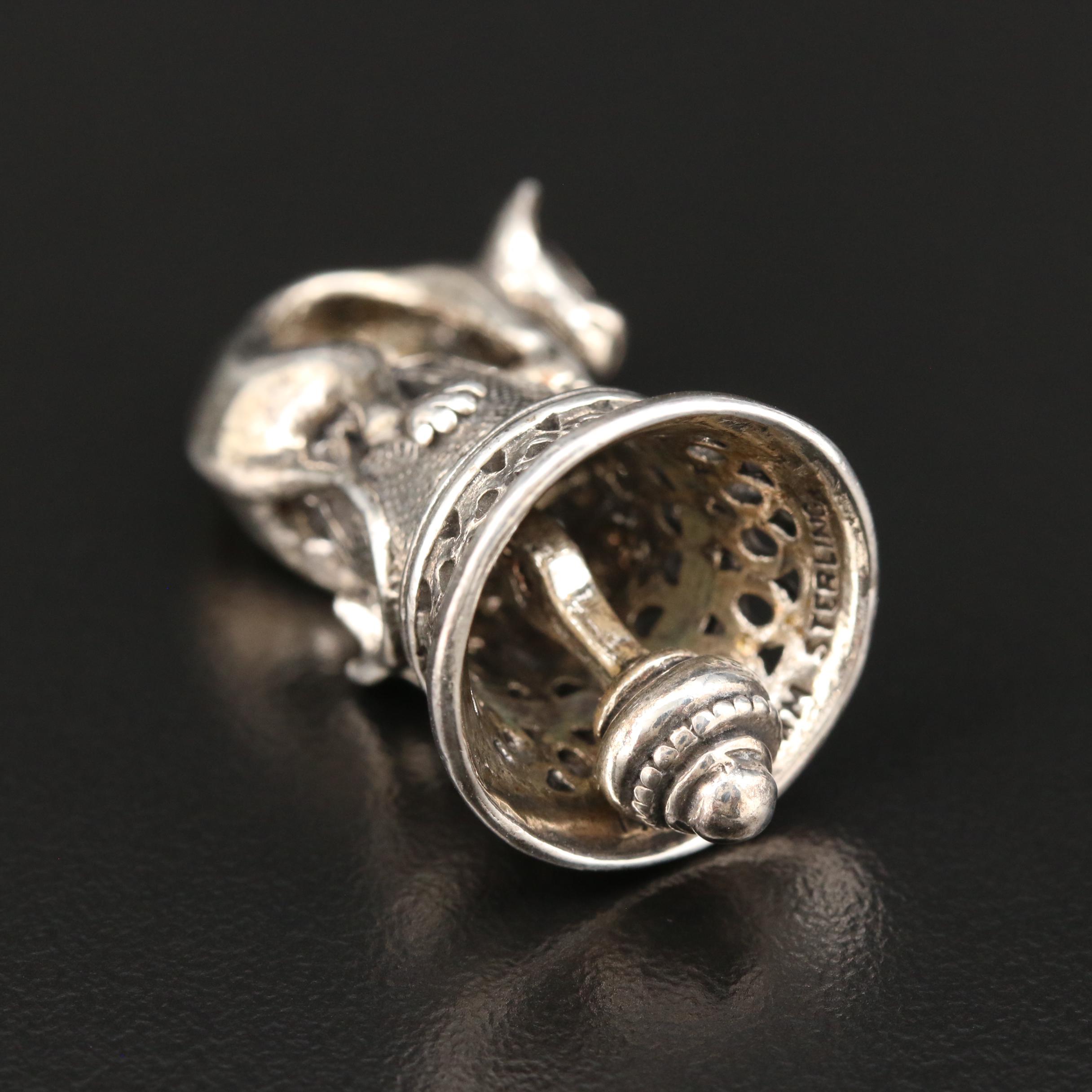 Sterling Silver Cat Bell Pendant