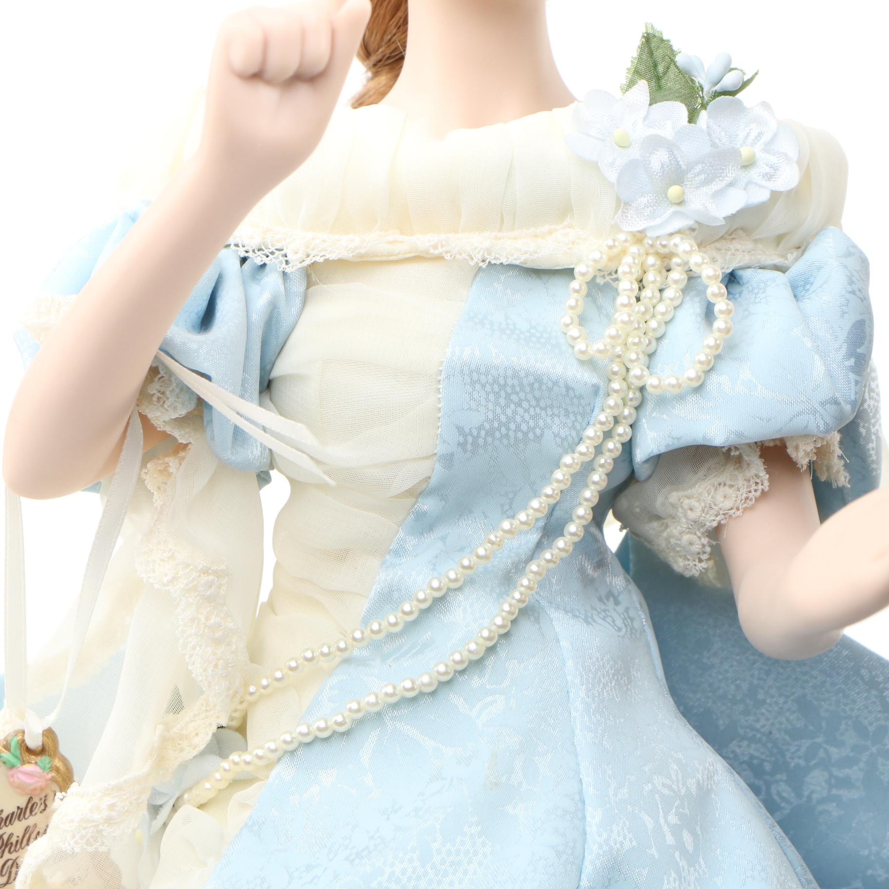 Franklin Heirloom "Bon Voyage" Porcelain Doll with Other Dolls, Late 20 C.