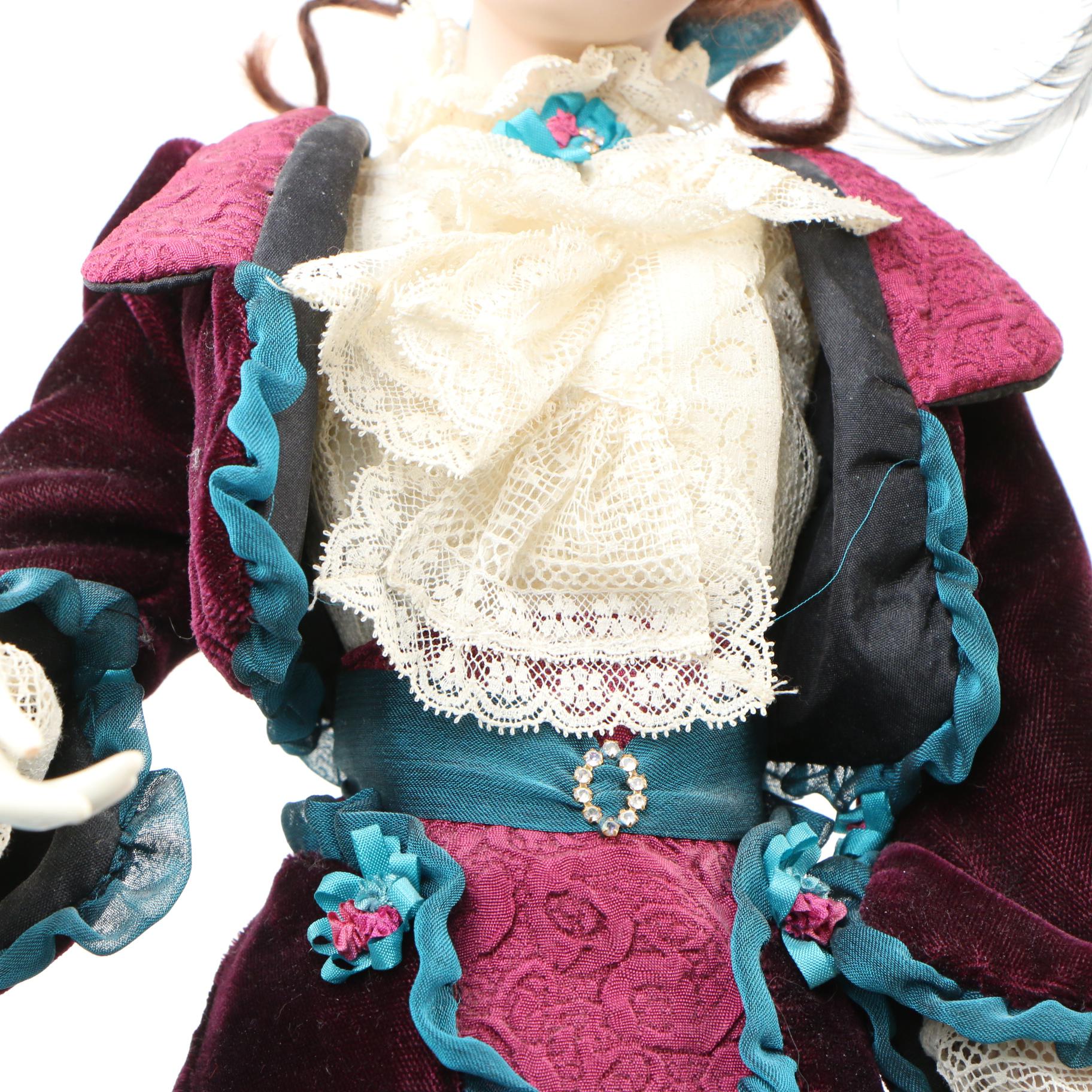 Franklin Heirloom "Bon Voyage" Porcelain Doll with Other Dolls, Late 20 C.