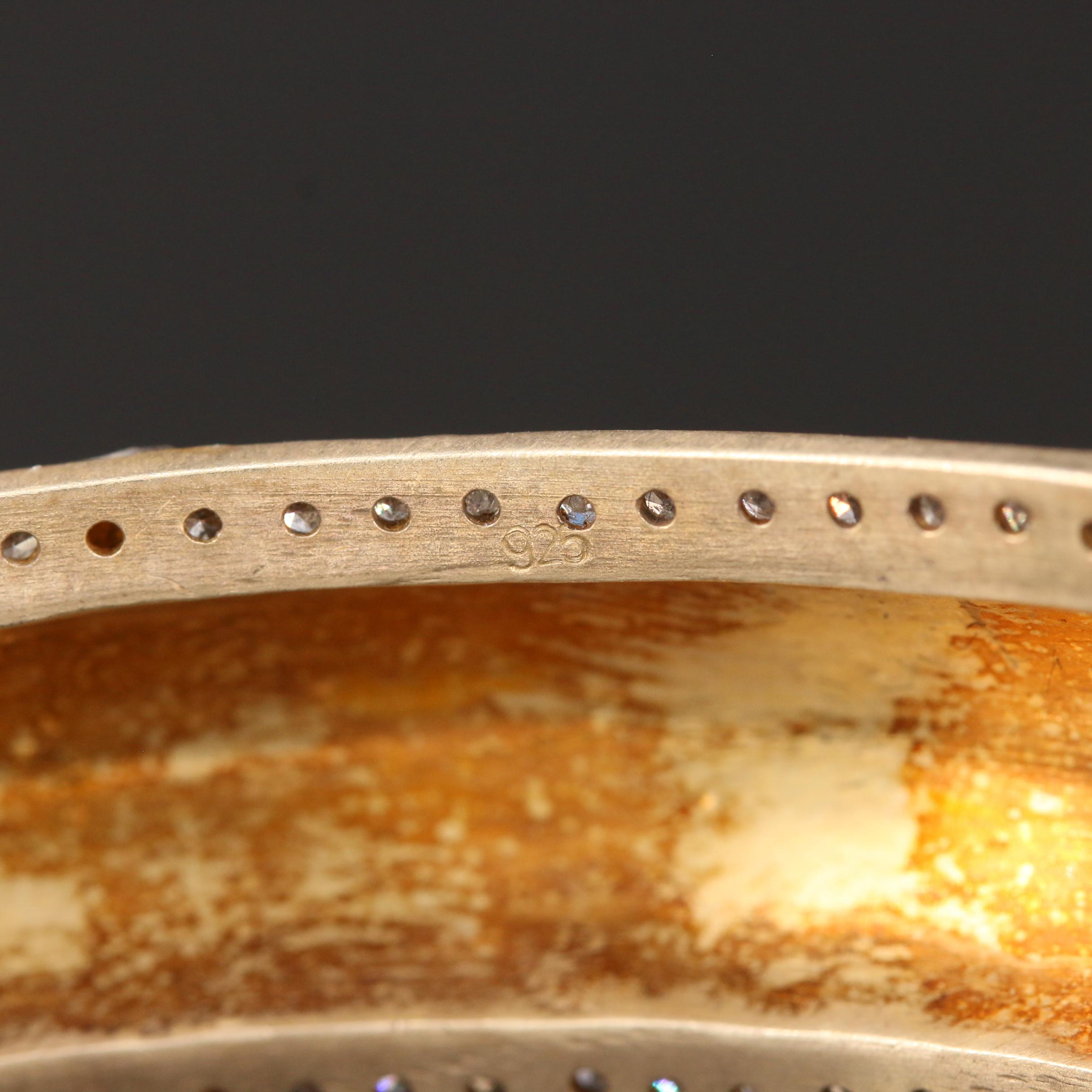 Sterling Silver Ruby and Diamond Hinged Bracelet