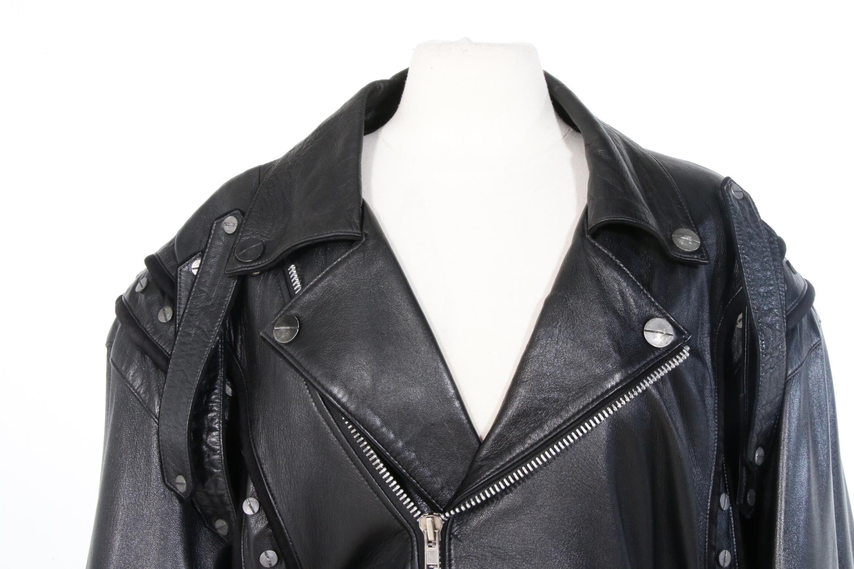 Volcano Black Leather Studded Motorcycle Jacket with Eagle on Back