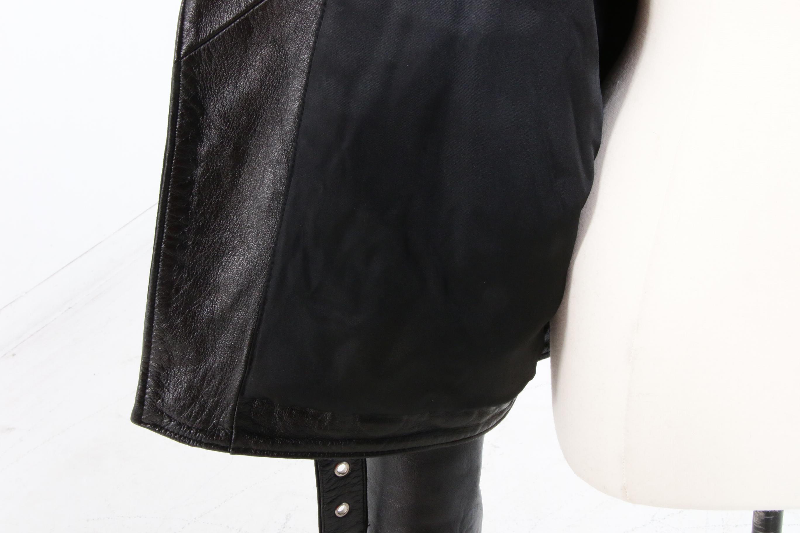 Volcano Black Leather Studded Motorcycle Jacket with Eagle on Back