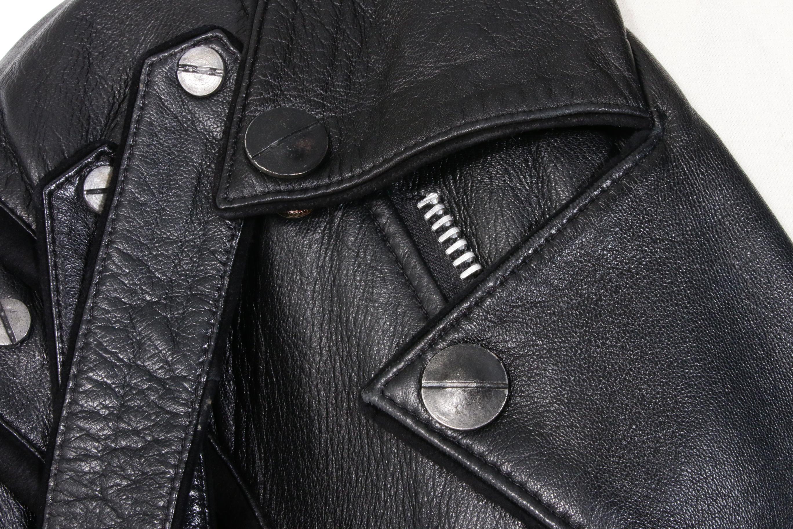 Volcano Black Leather Studded Motorcycle Jacket with Eagle on Back