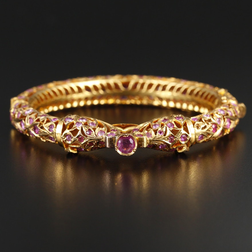 10K Yellow Gold Ruby Double Serpent Bracelet