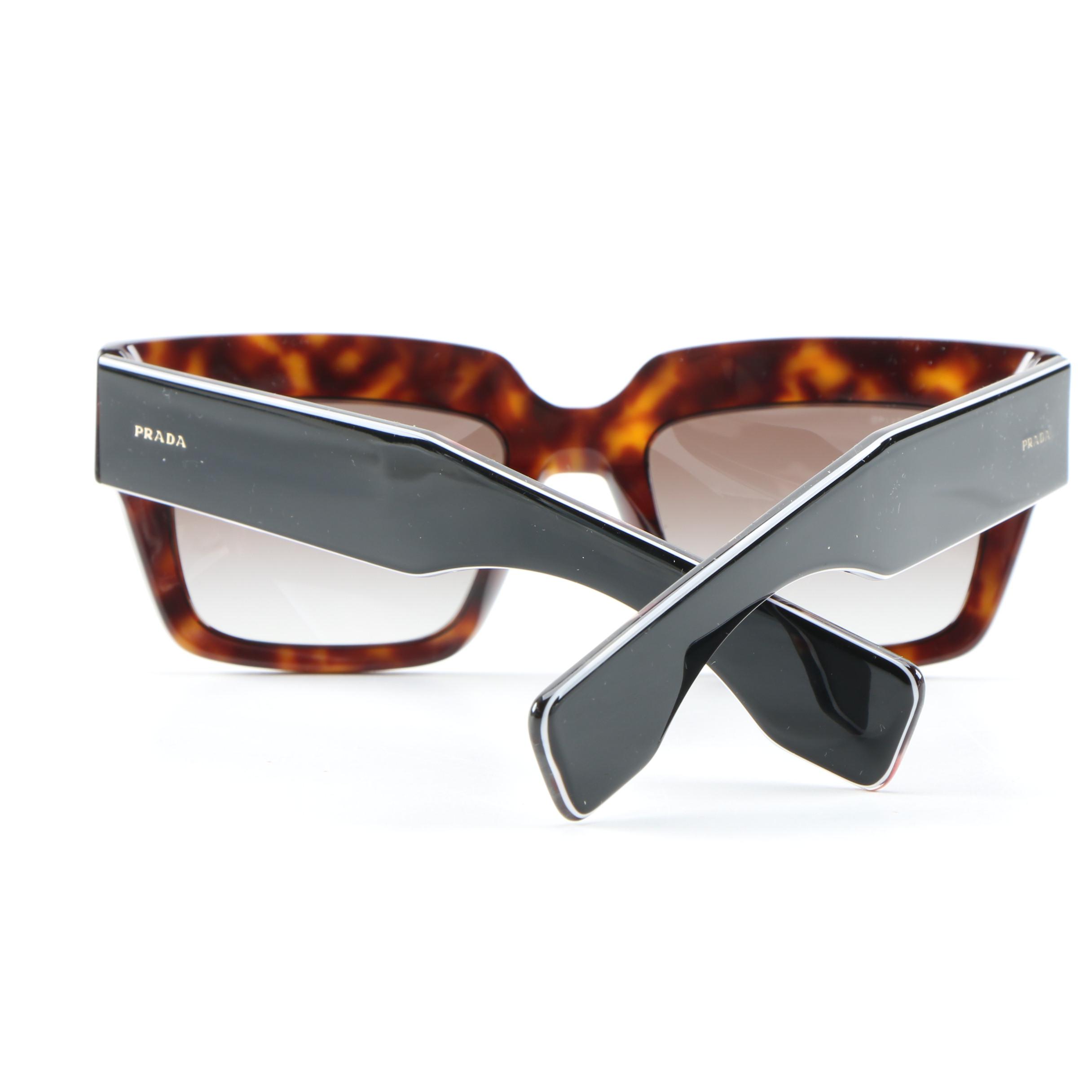 Prada SPR28P Sunglasses in Tortoise and Black with Case and Box