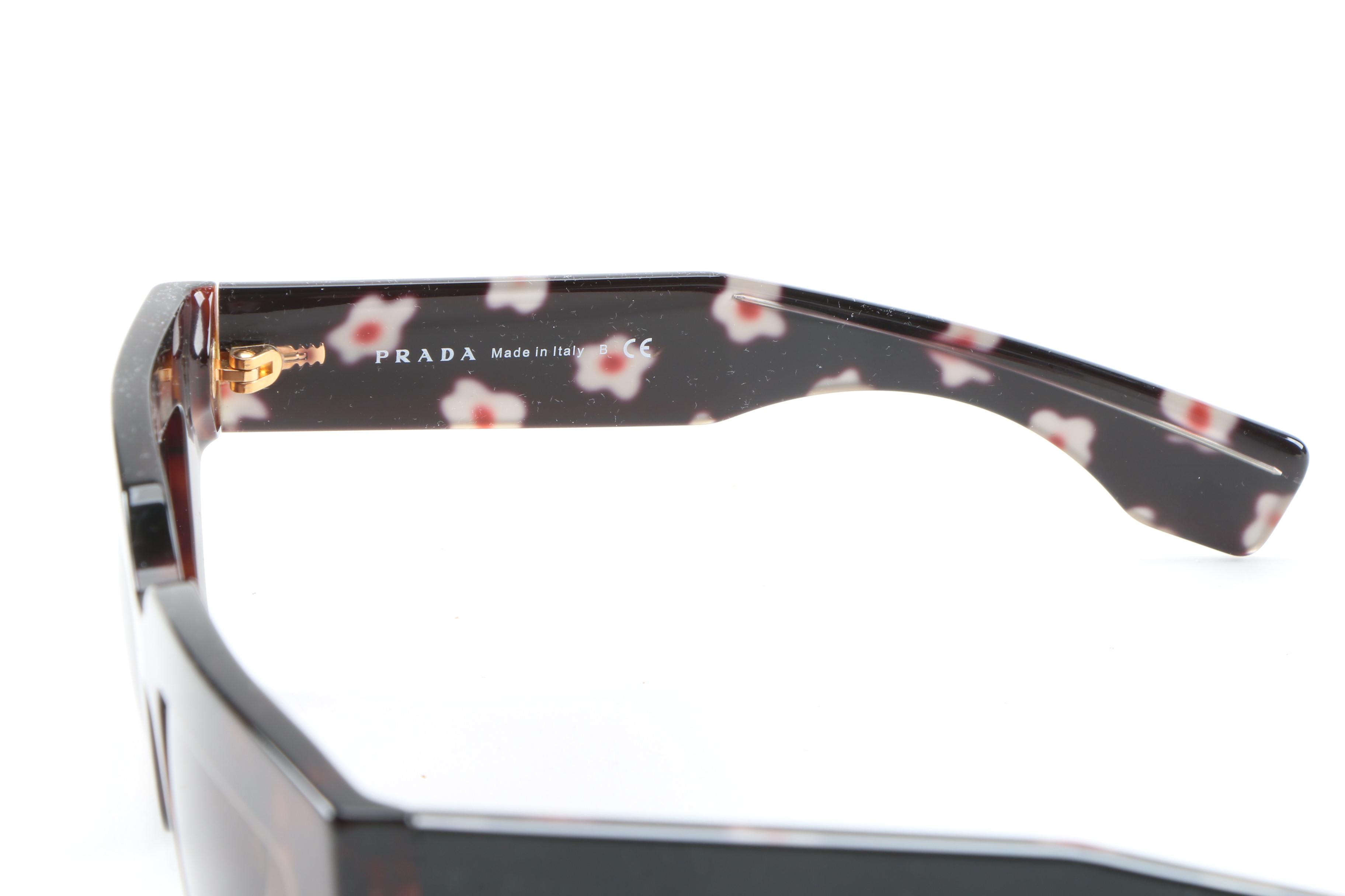 Prada SPR28P Sunglasses in Tortoise and Black with Case and Box