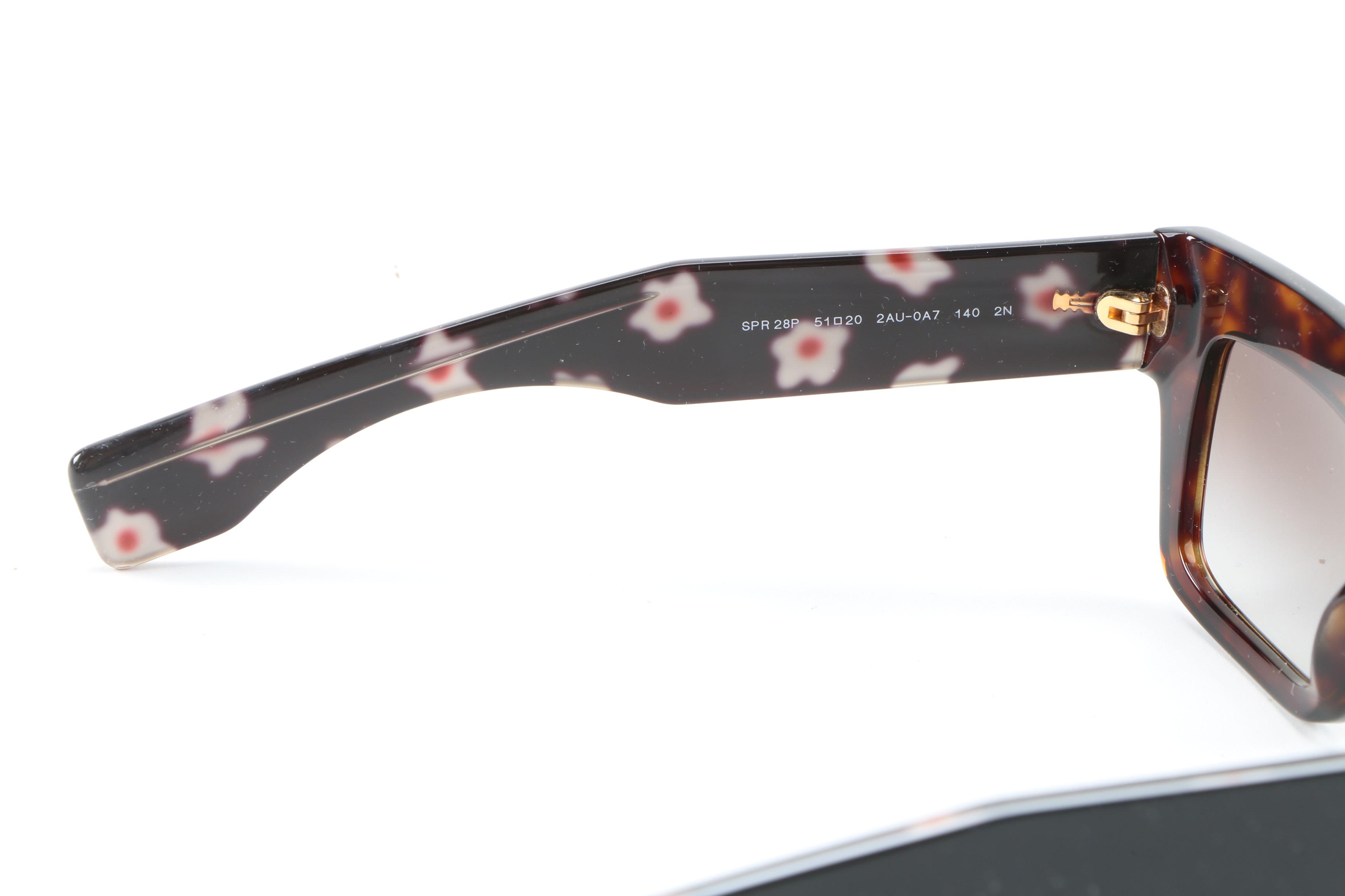 Prada SPR28P Sunglasses in Tortoise and Black with Case and Box