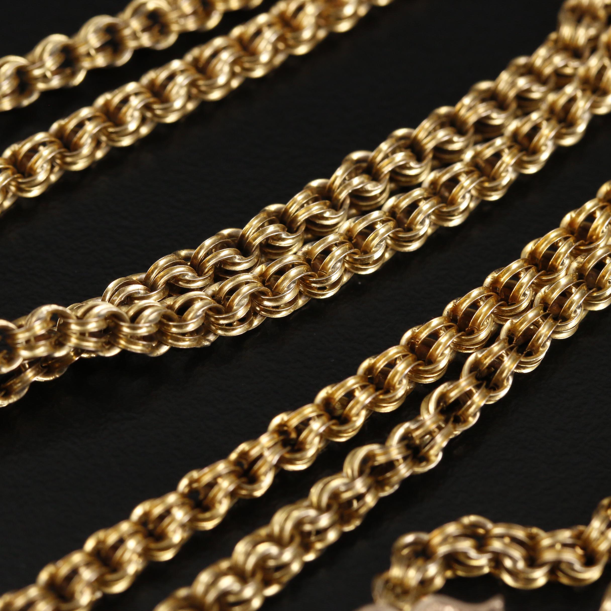 Mid-Victorian Gold Taille d'Epargné Garnet and Pearl Slide Pendant Necklace