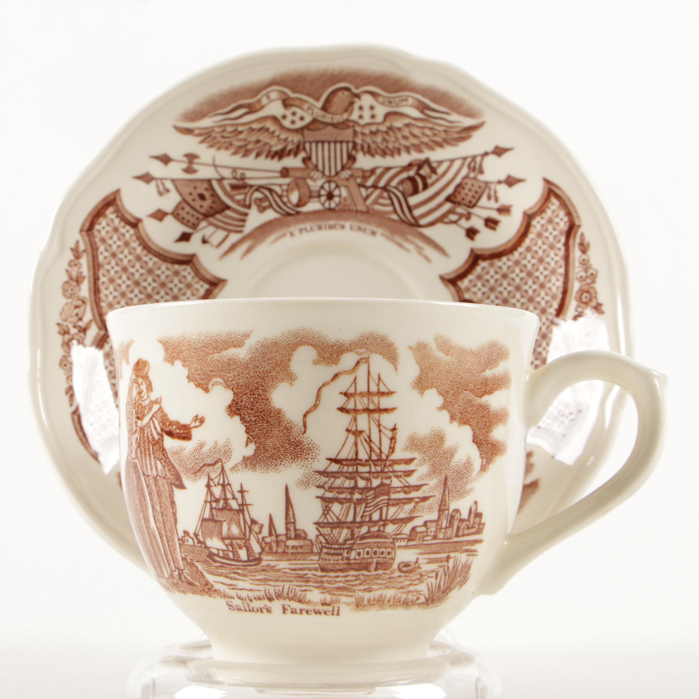 Alfred Meakin Brown "Fair Winds" Earthenware Dinnerware, Mid-Century