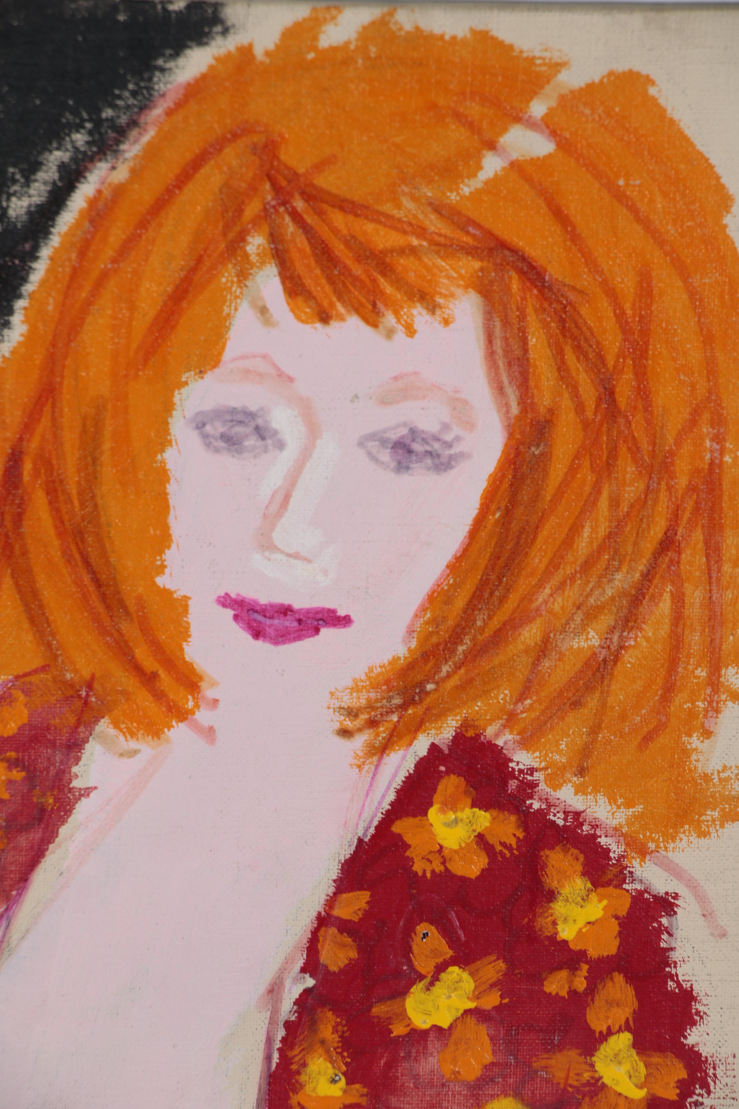 Franklin Folger Acrylic and Ink Painting of Female Figure