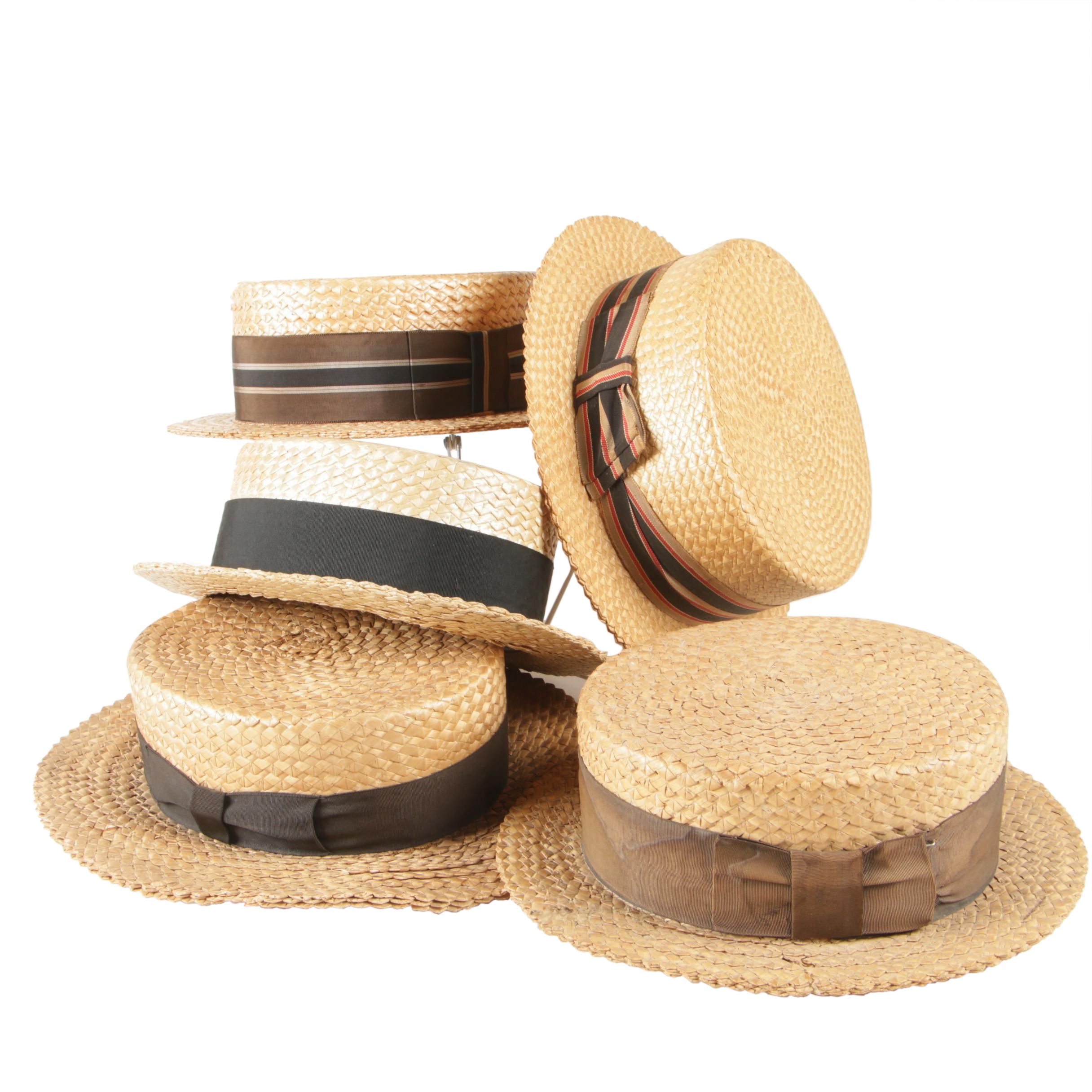 Thomas Begg Original and Paragon Straw Boater Hats, Vintage