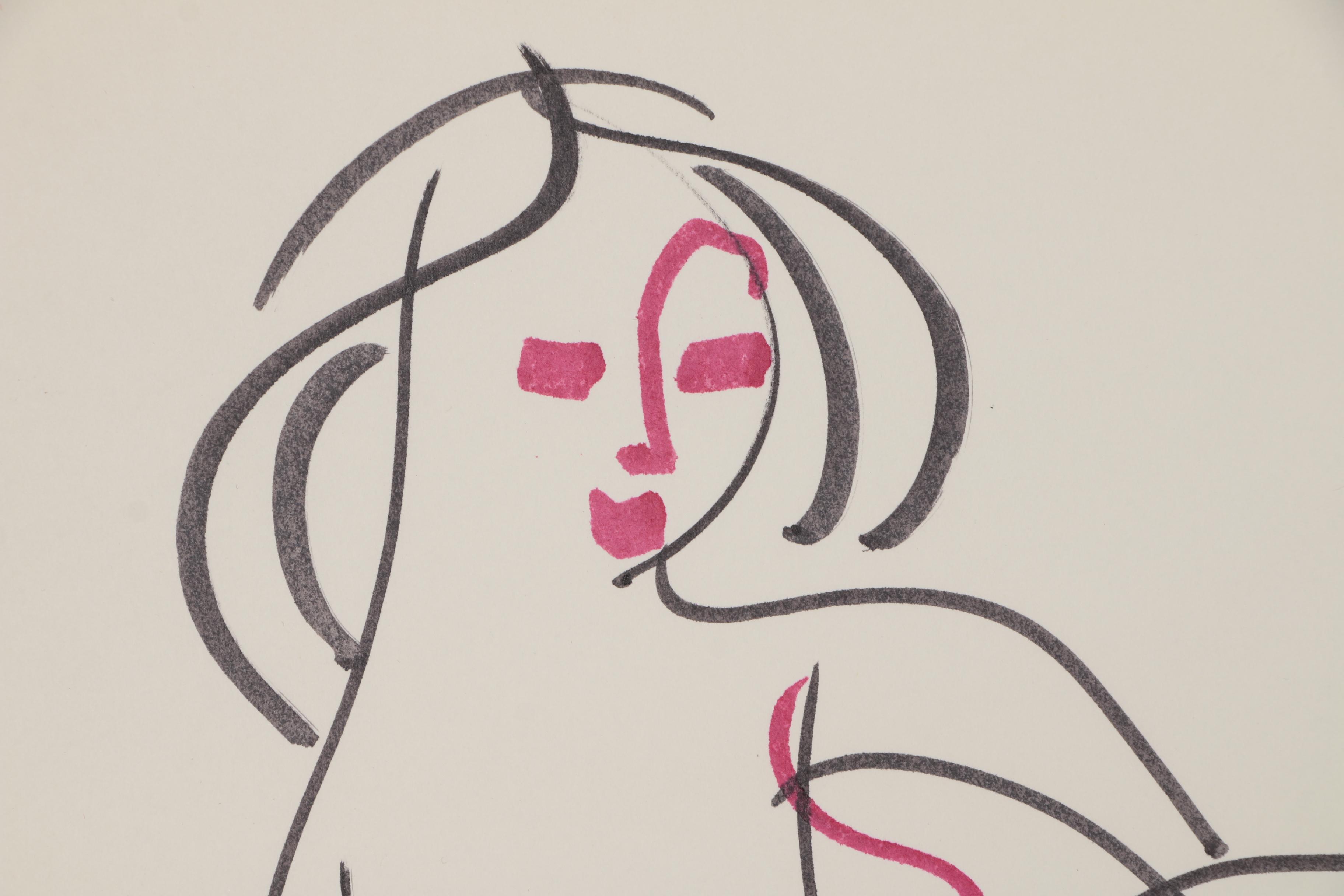 Franklin Folger Ink Drawing of Abstract Female Figure