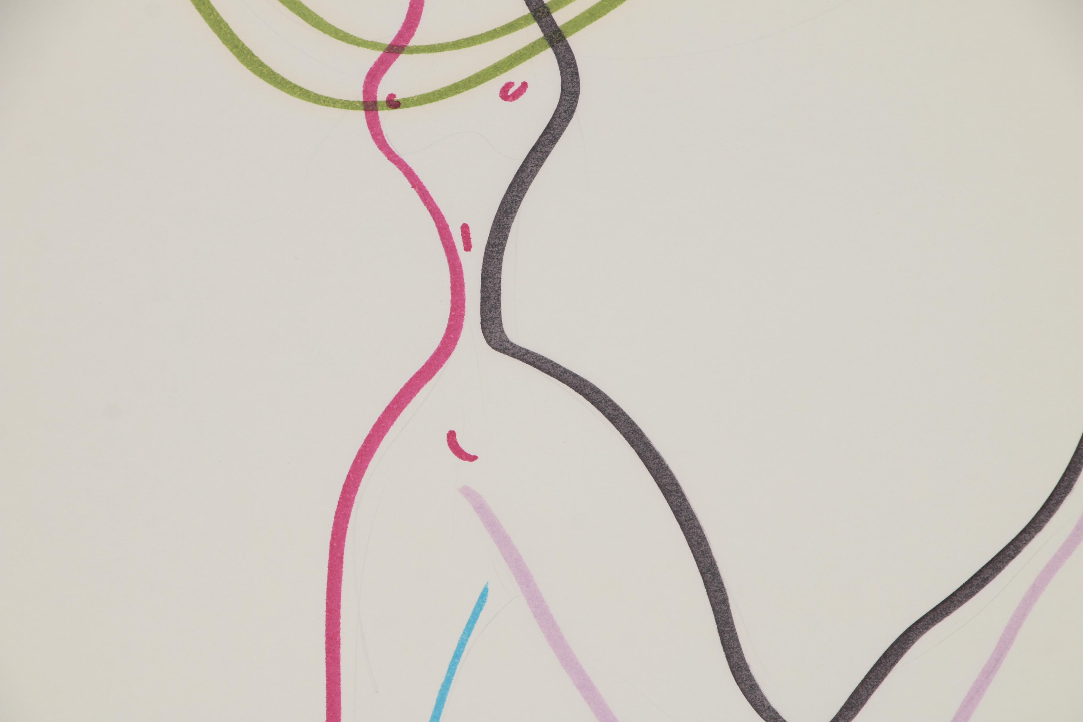 Franklin Folger Ink Drawing of Abstract Female Figure